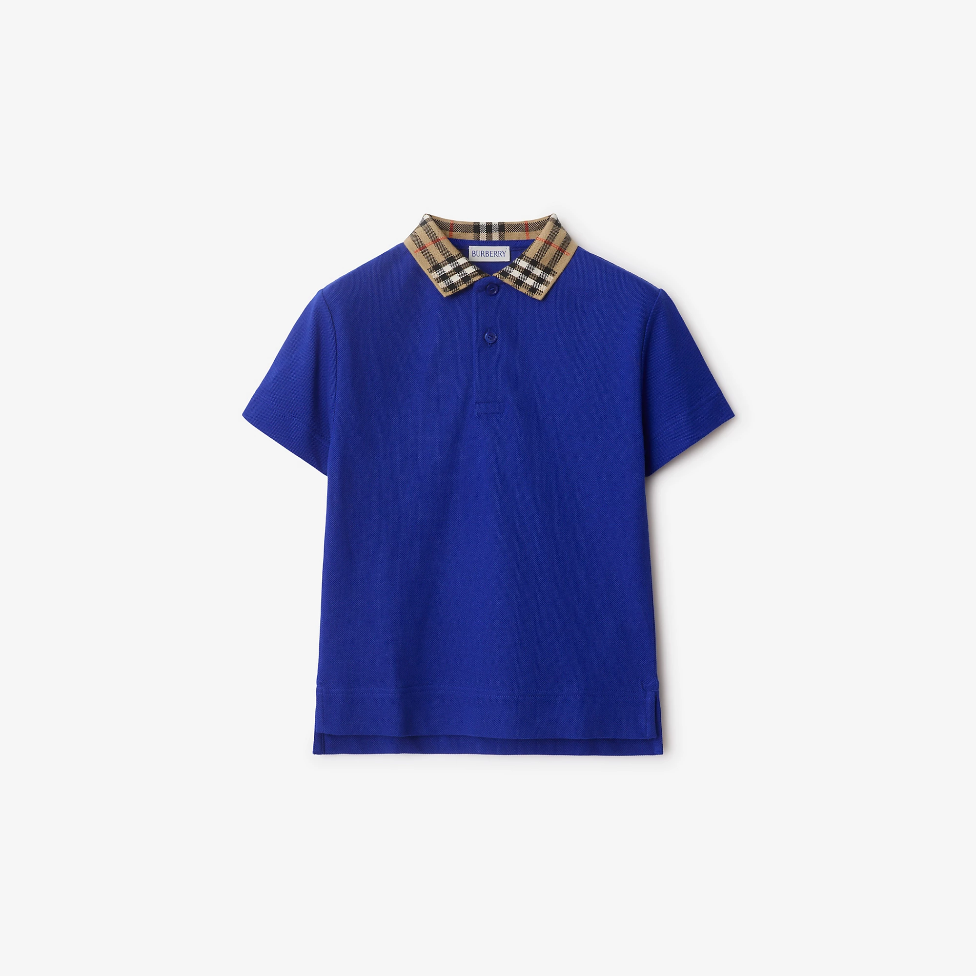 Check Collar Cotton Polo Shirt
