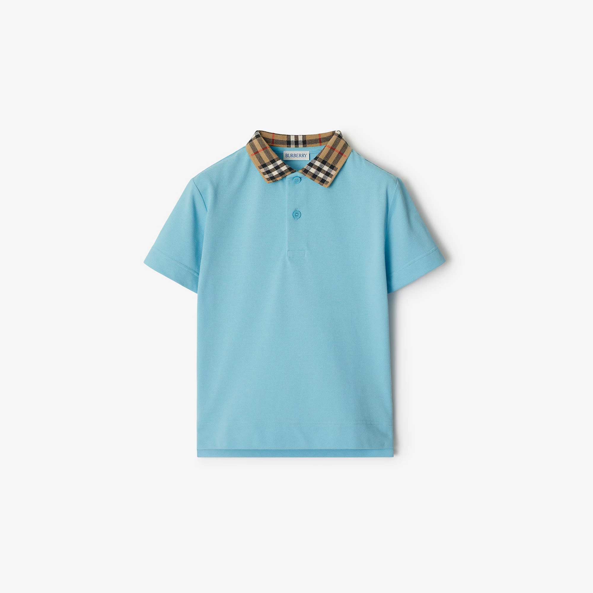 Check Collar Cotton Polo Shirt