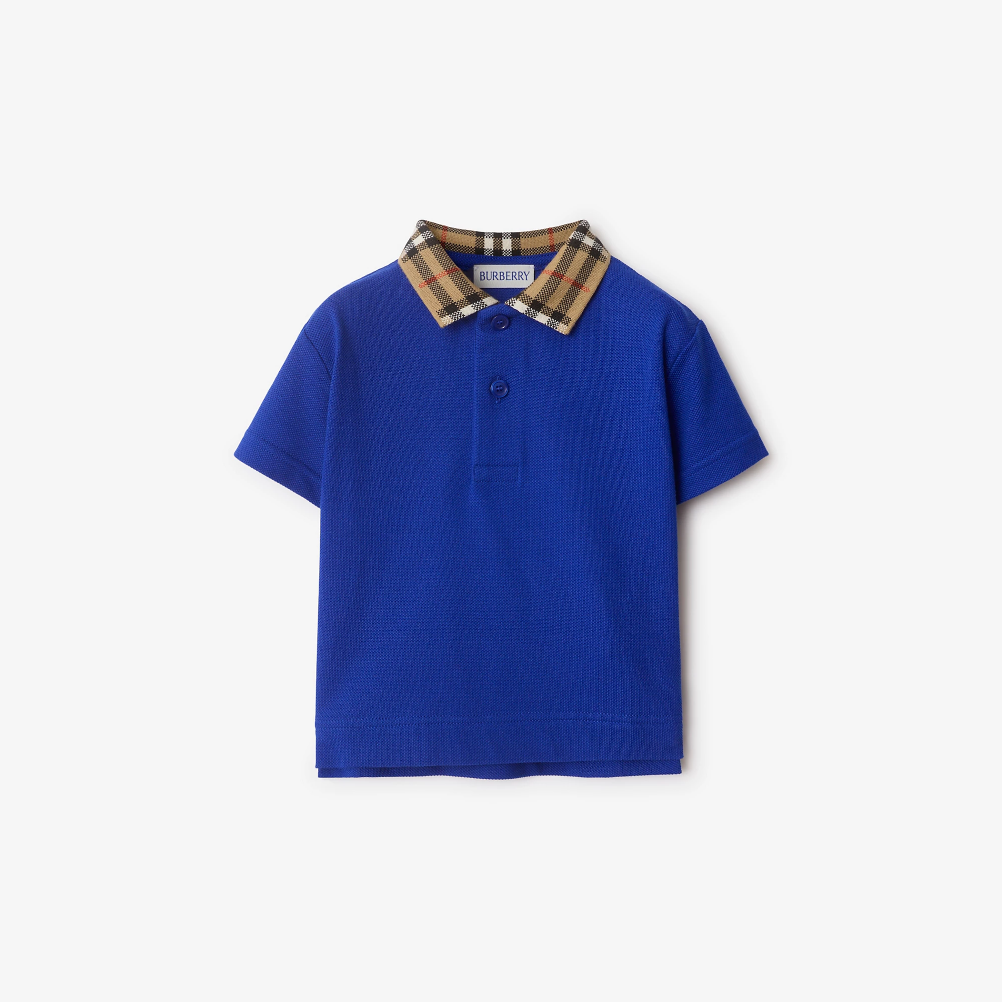 Check Collar Cotton Polo Shirt
