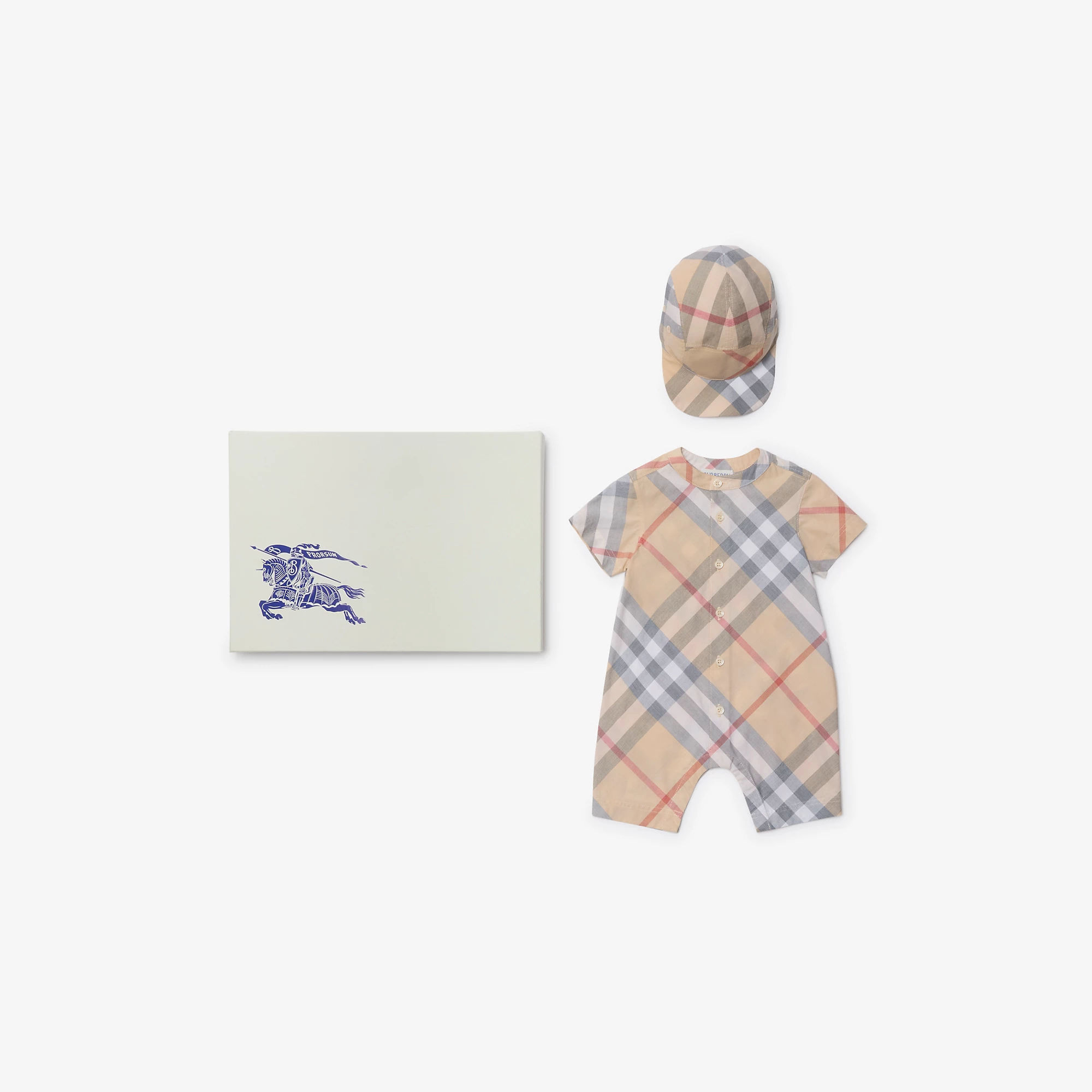 Check Cotton Two-piece Baby Gift Set