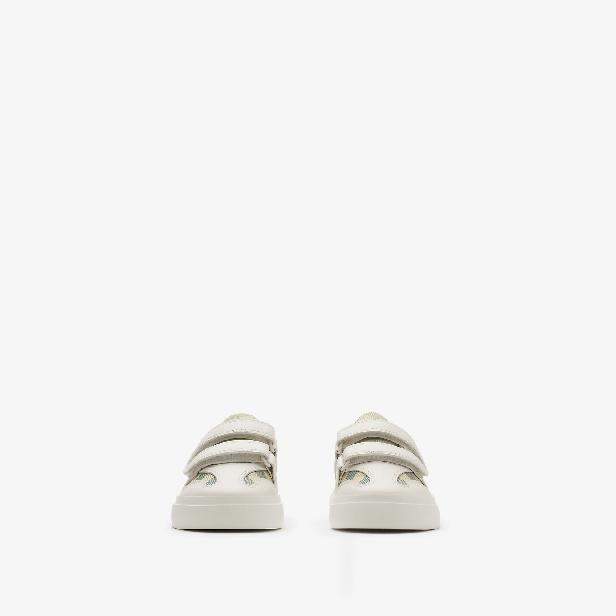 Check and Leather Sneakers