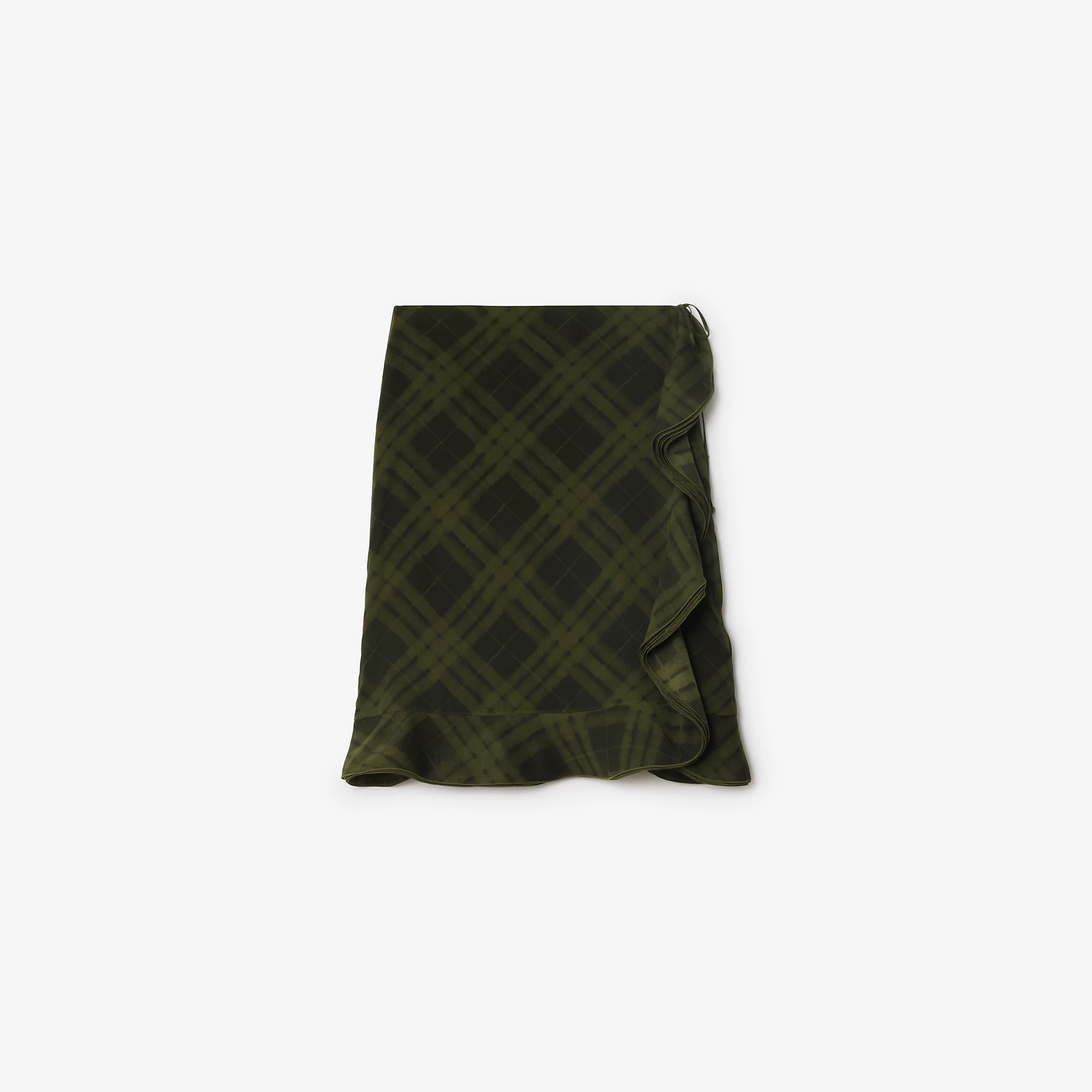 Check Silk Wrap Skirt