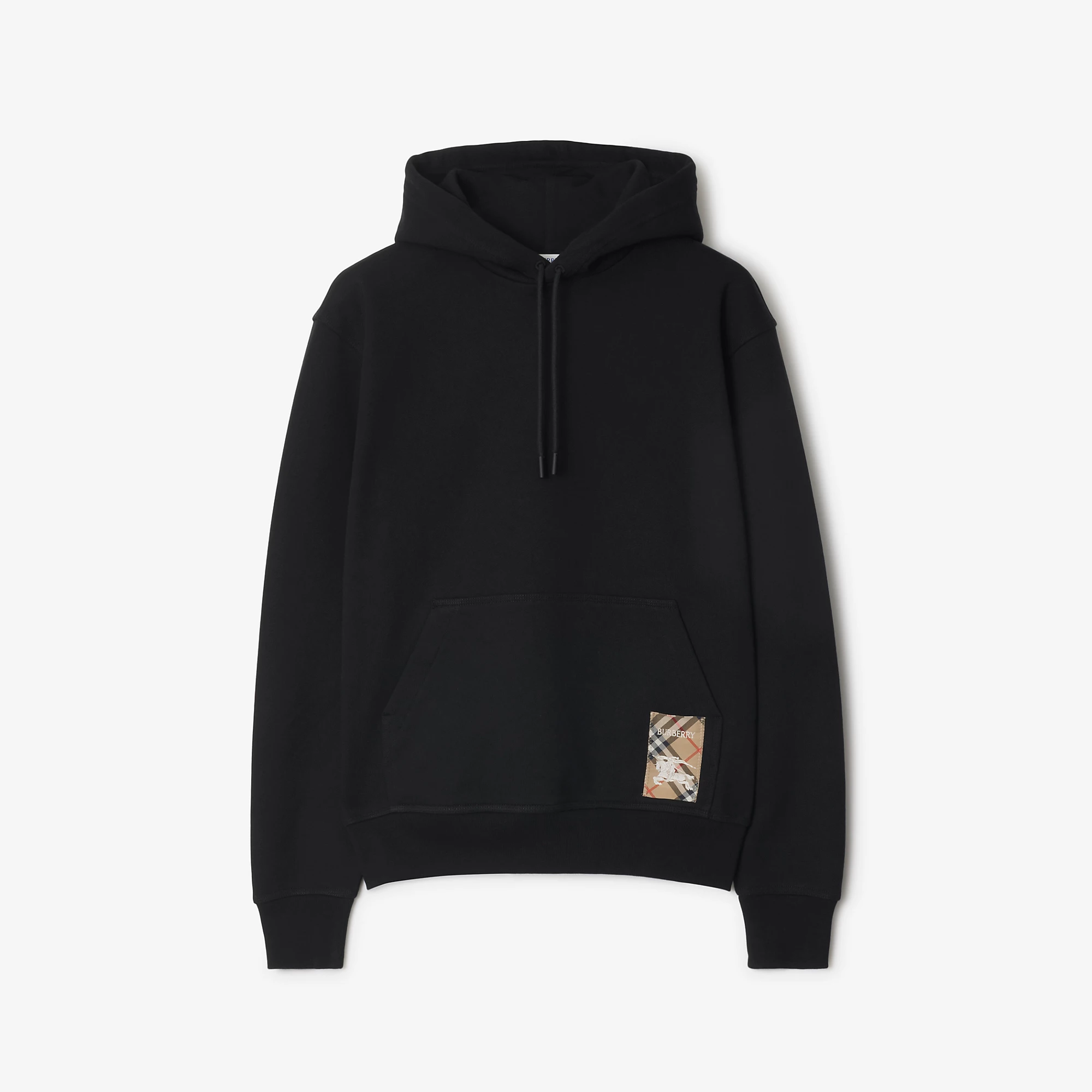 Check Label Cotton Hoodie