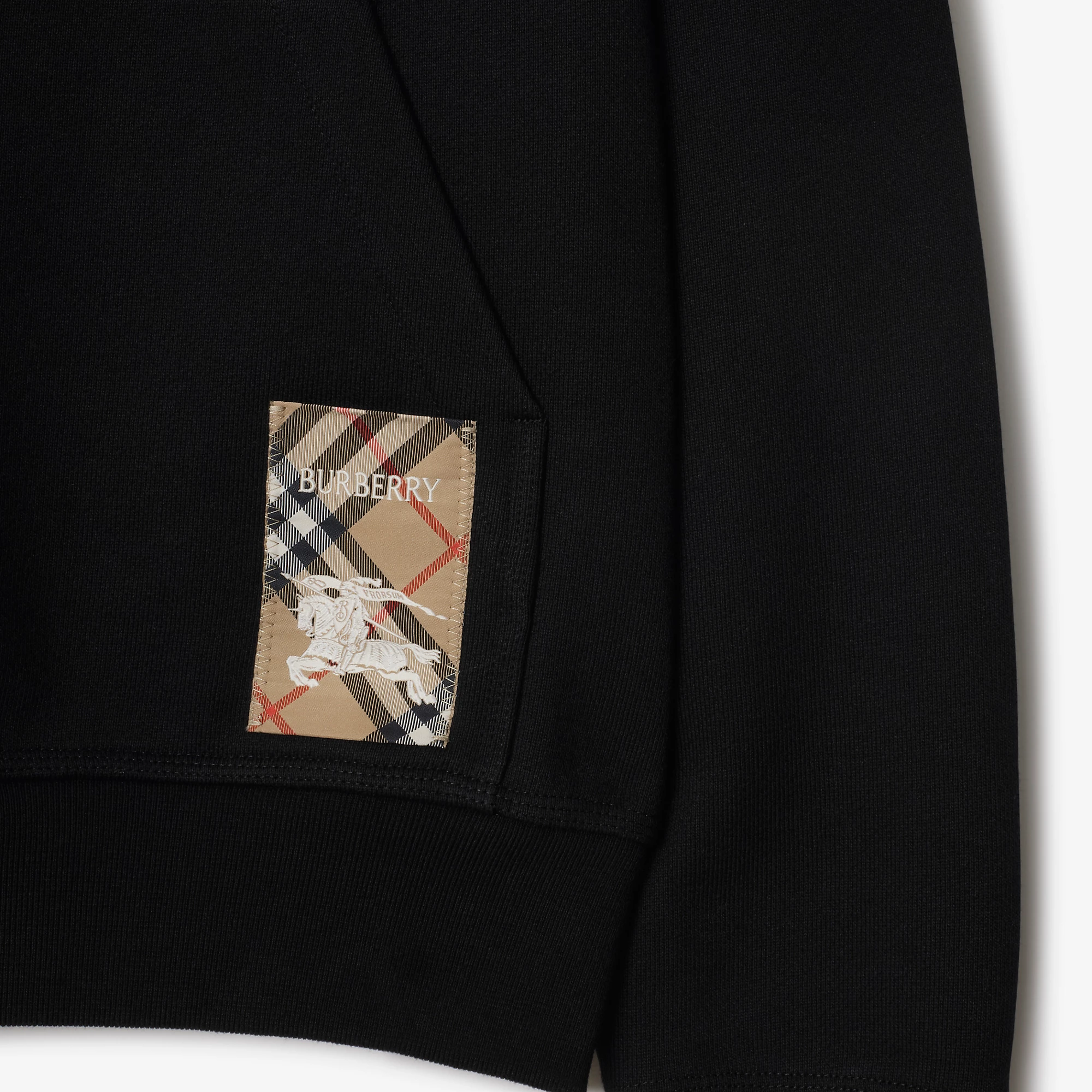 Check Label Cotton Hoodie