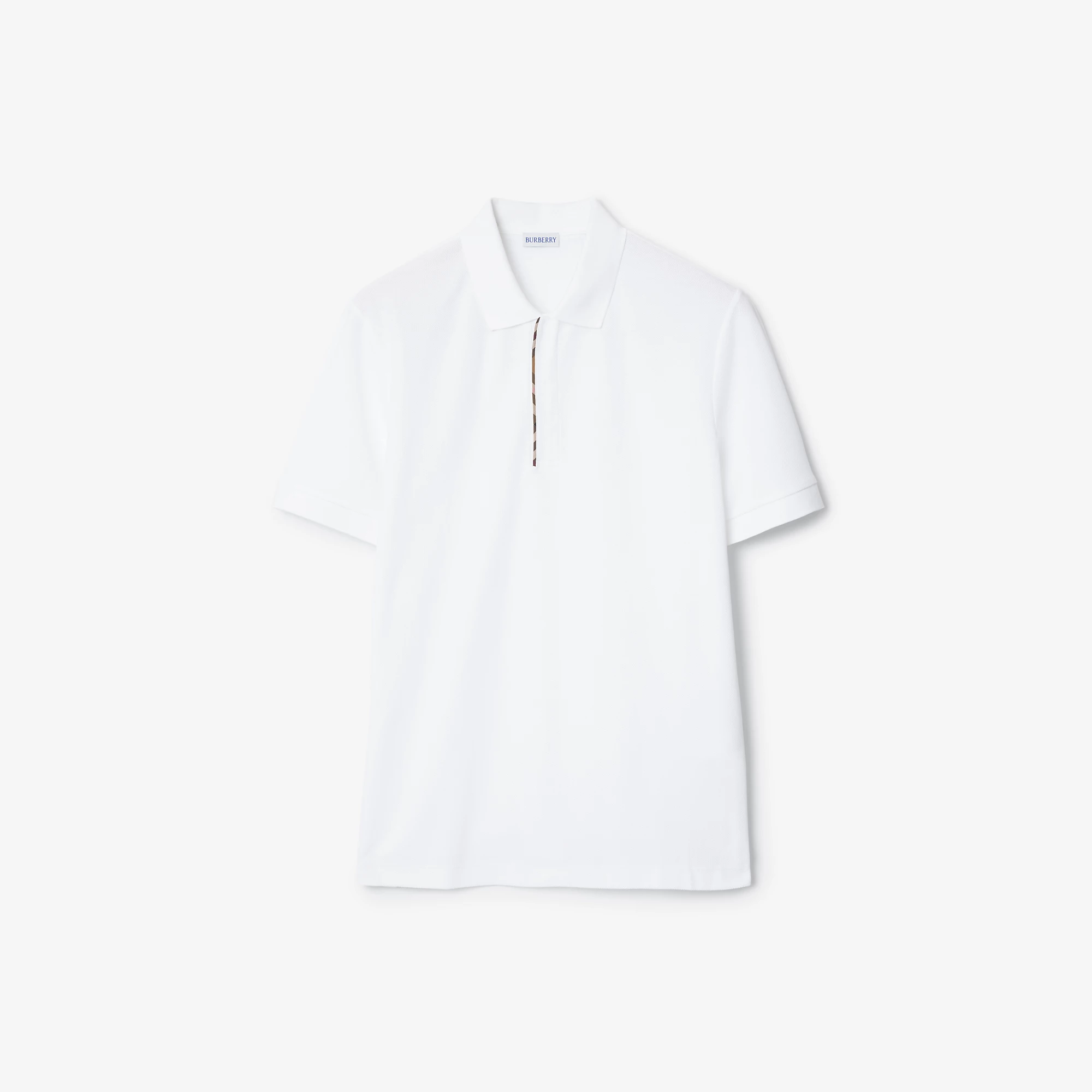 Check Trim Cotton Polo Shirt