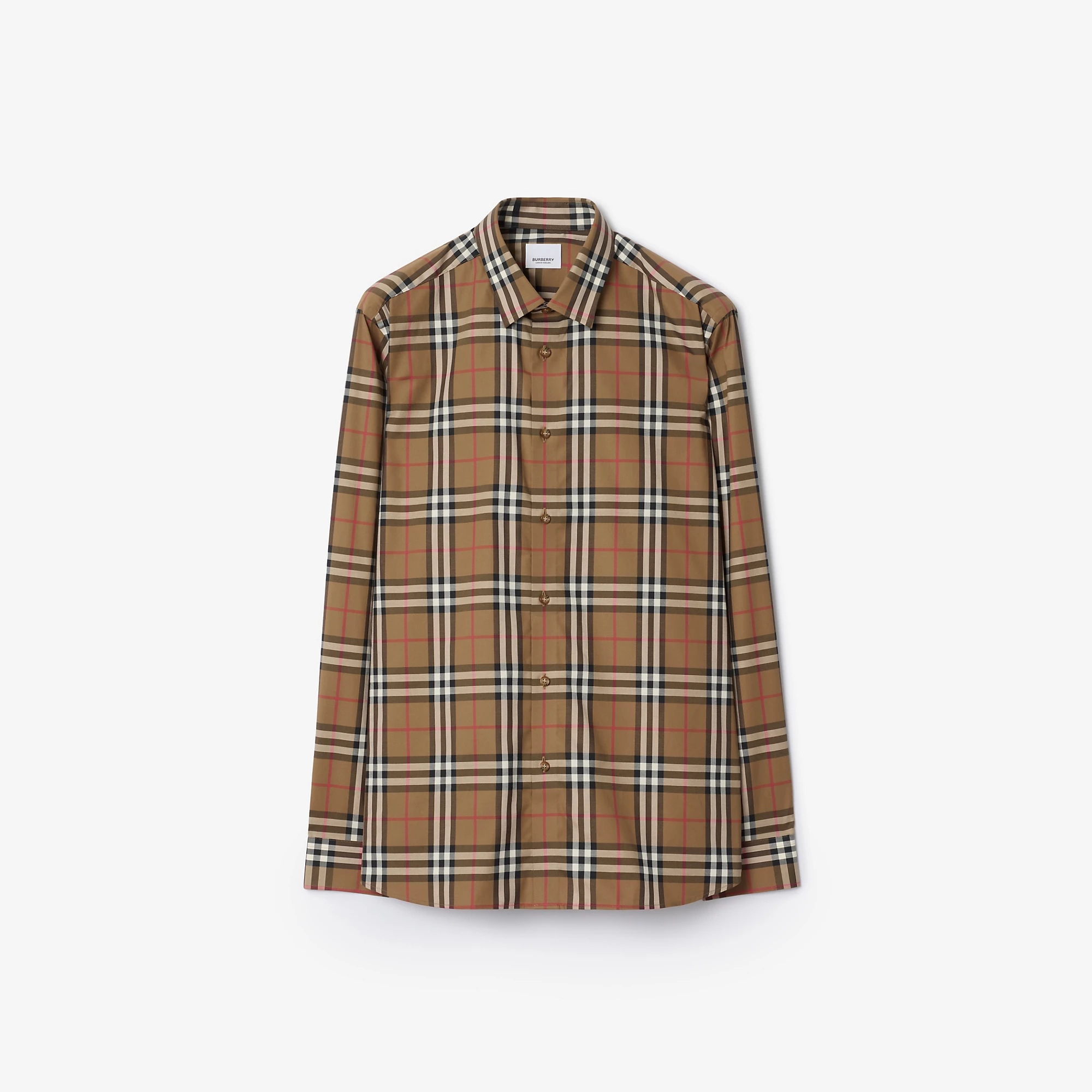 Slim Fit Check Stretch Cotton Shirt