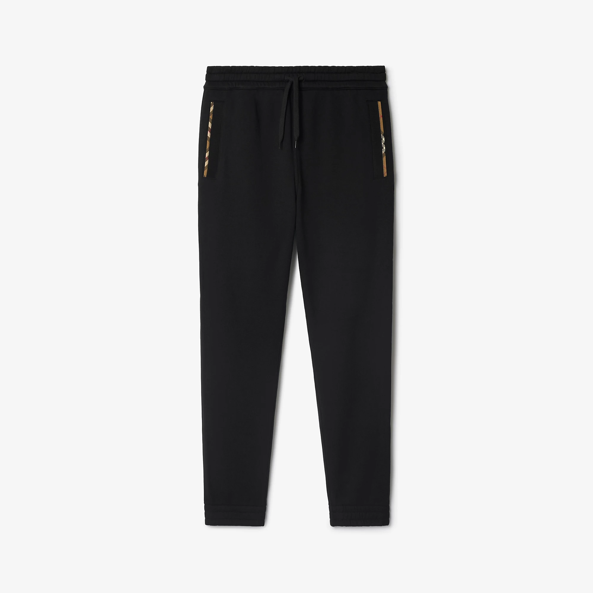 Check Trim Cotton Jogging Pants