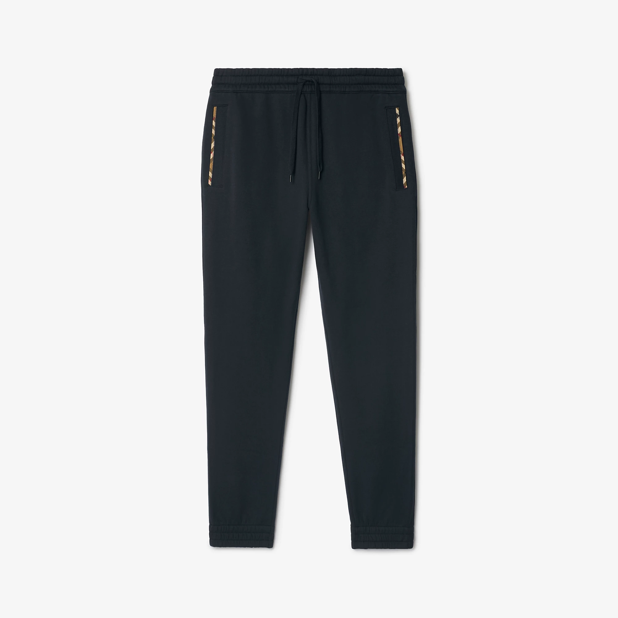 Check Trim Cotton Jogging Pants