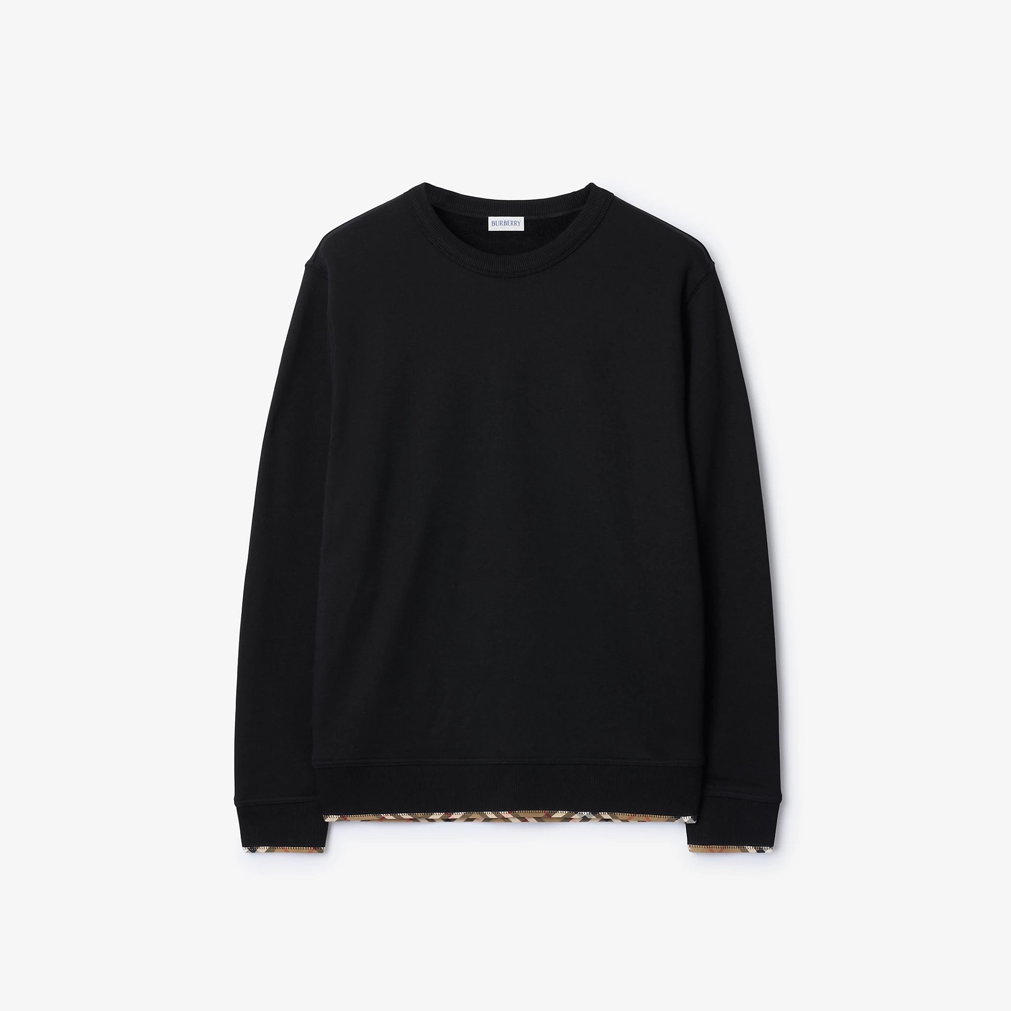 Check Trim Cotton Sweatshirt