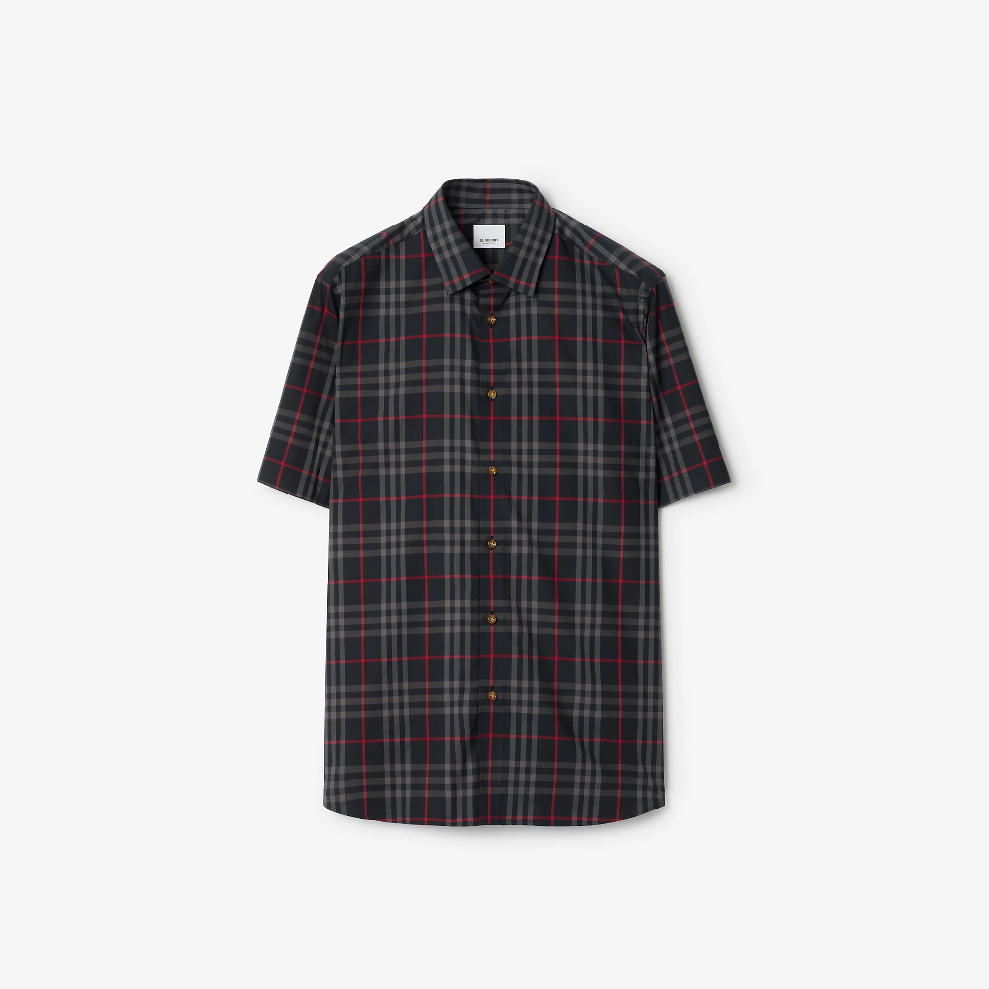 Slim Fit Check Stretch Cotton Shirt