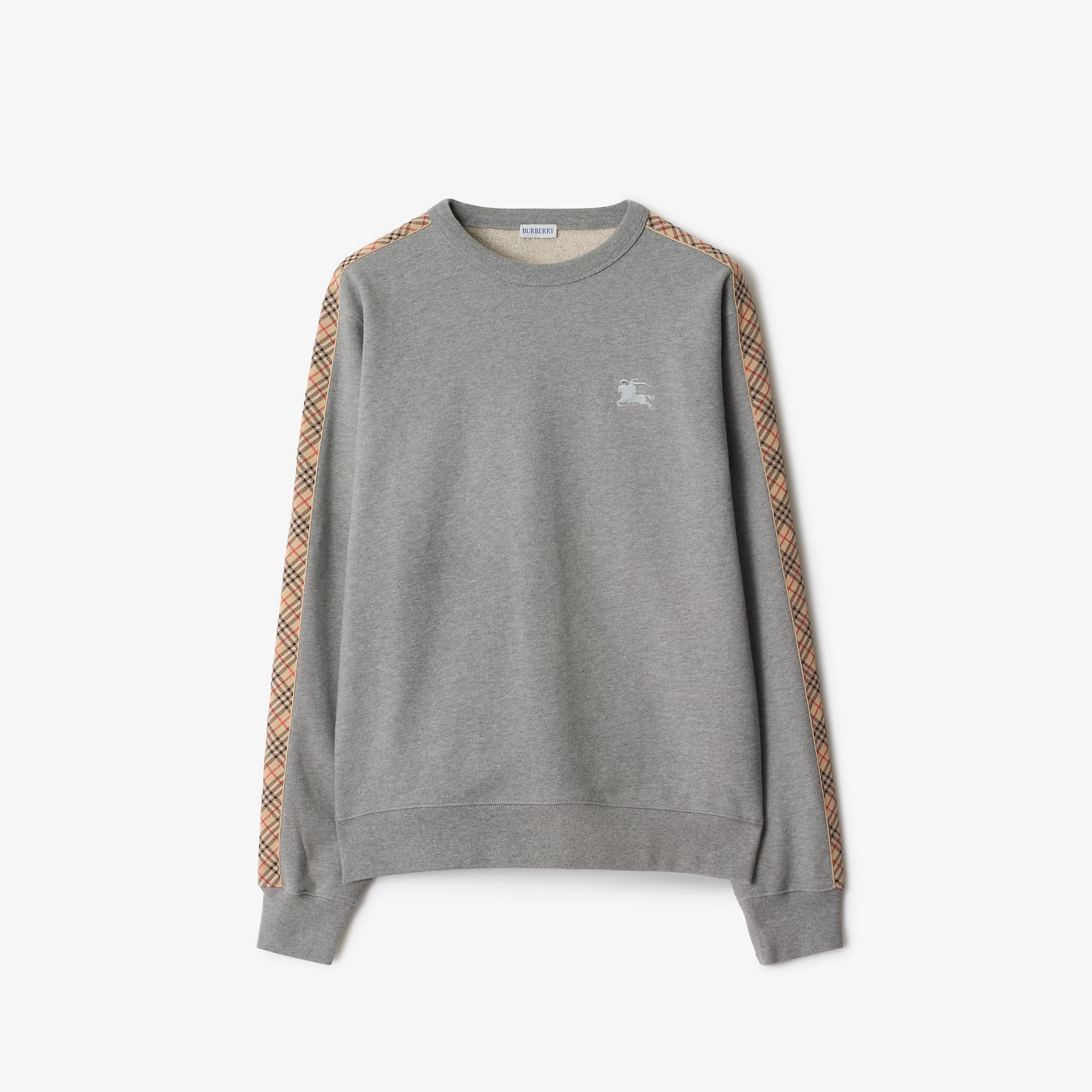 Check Trim Cotton Sweatshirt