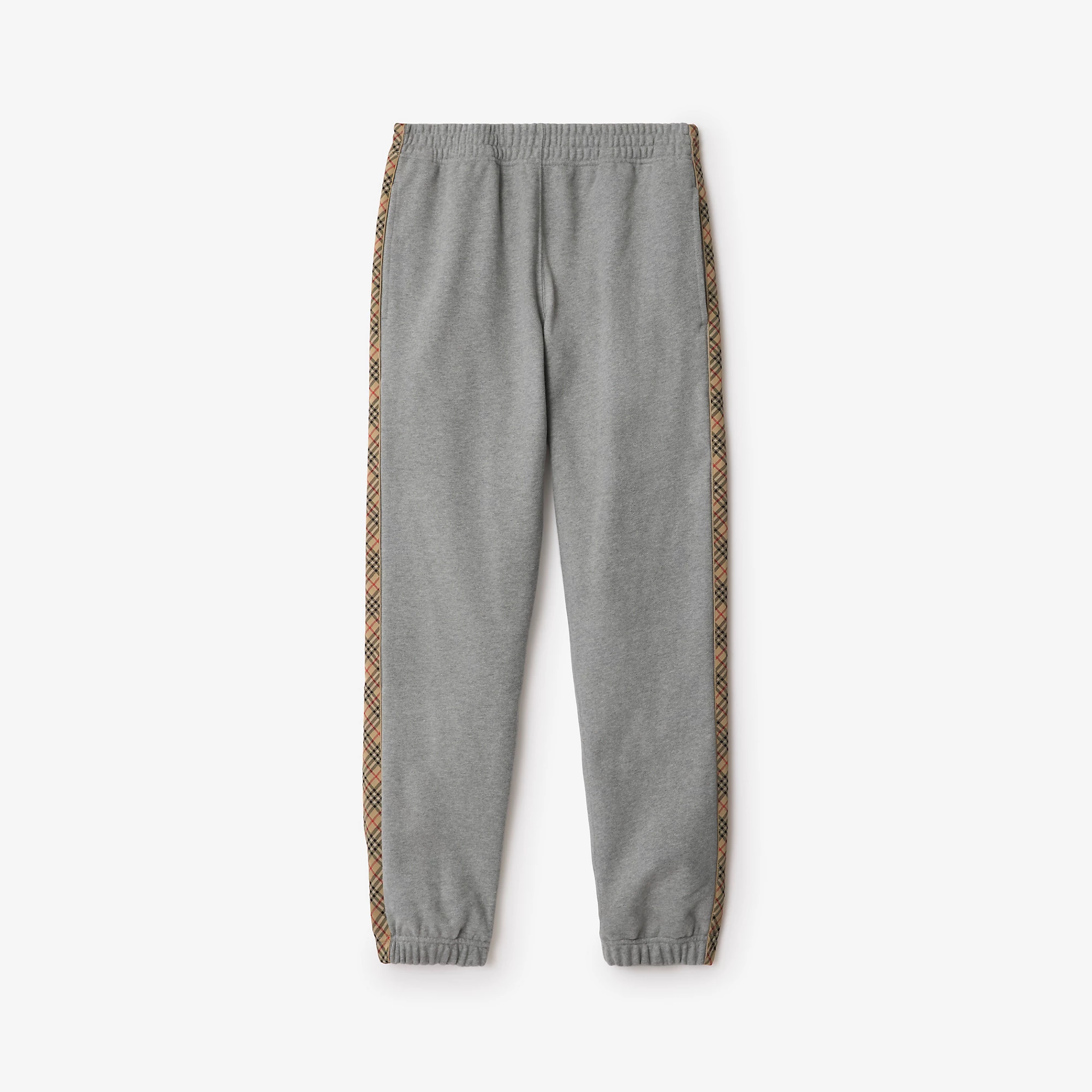 Check Trim Cotton Jogging Pants