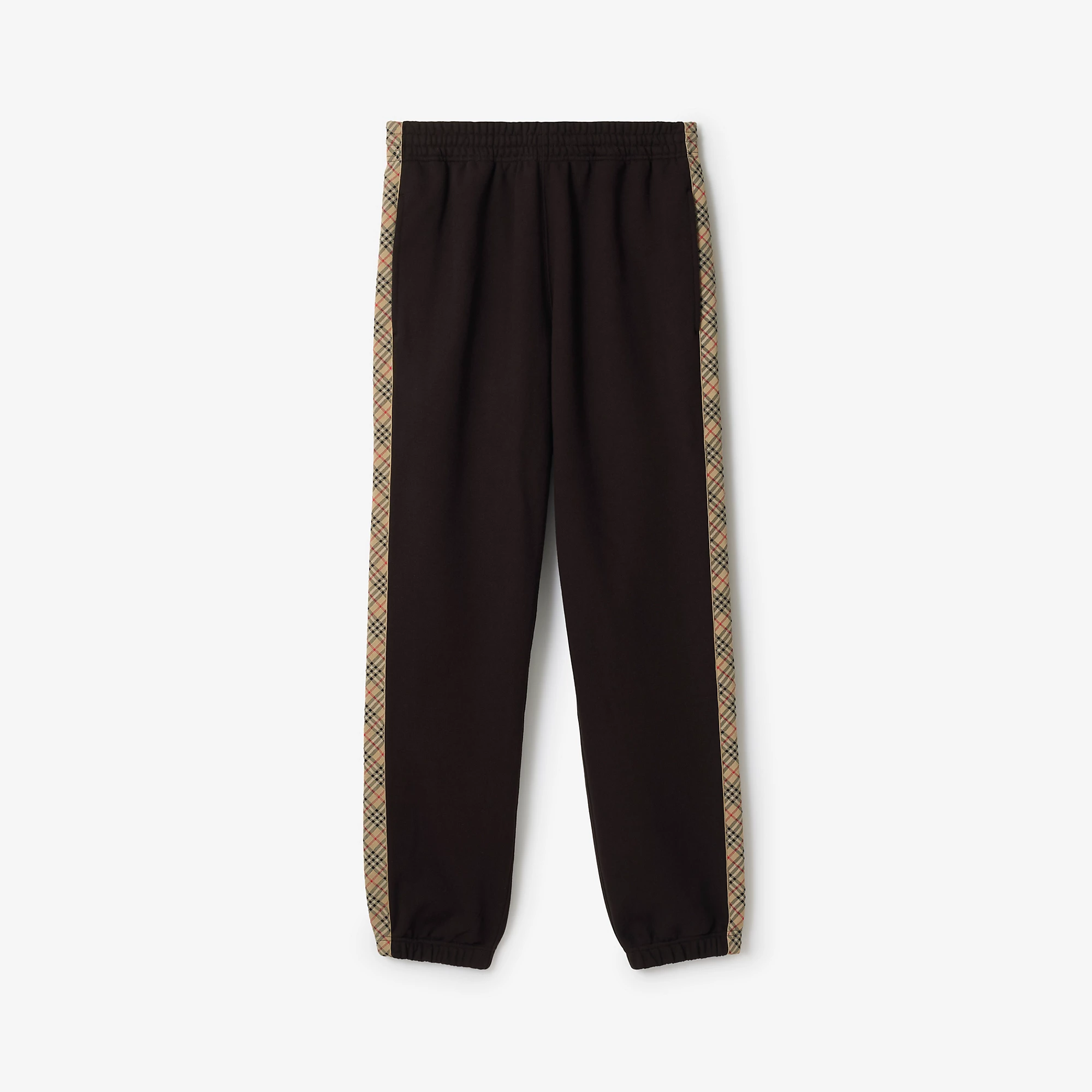 Check Trim Cotton Jogging Pants