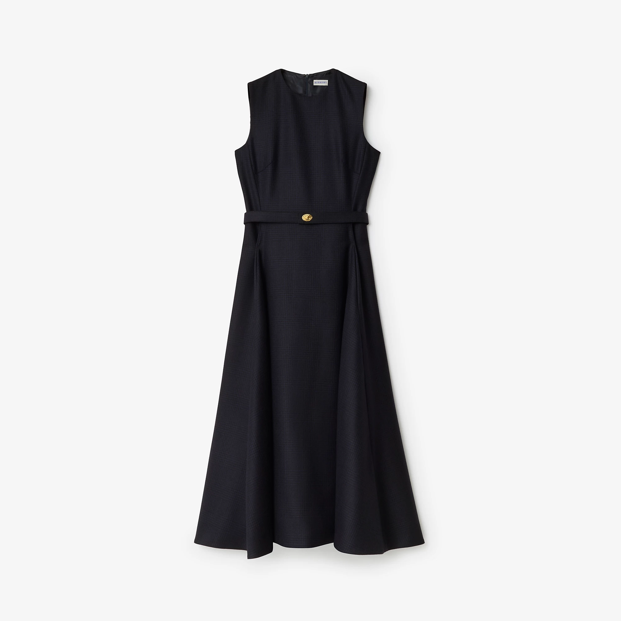 Belted Check Wool Dress