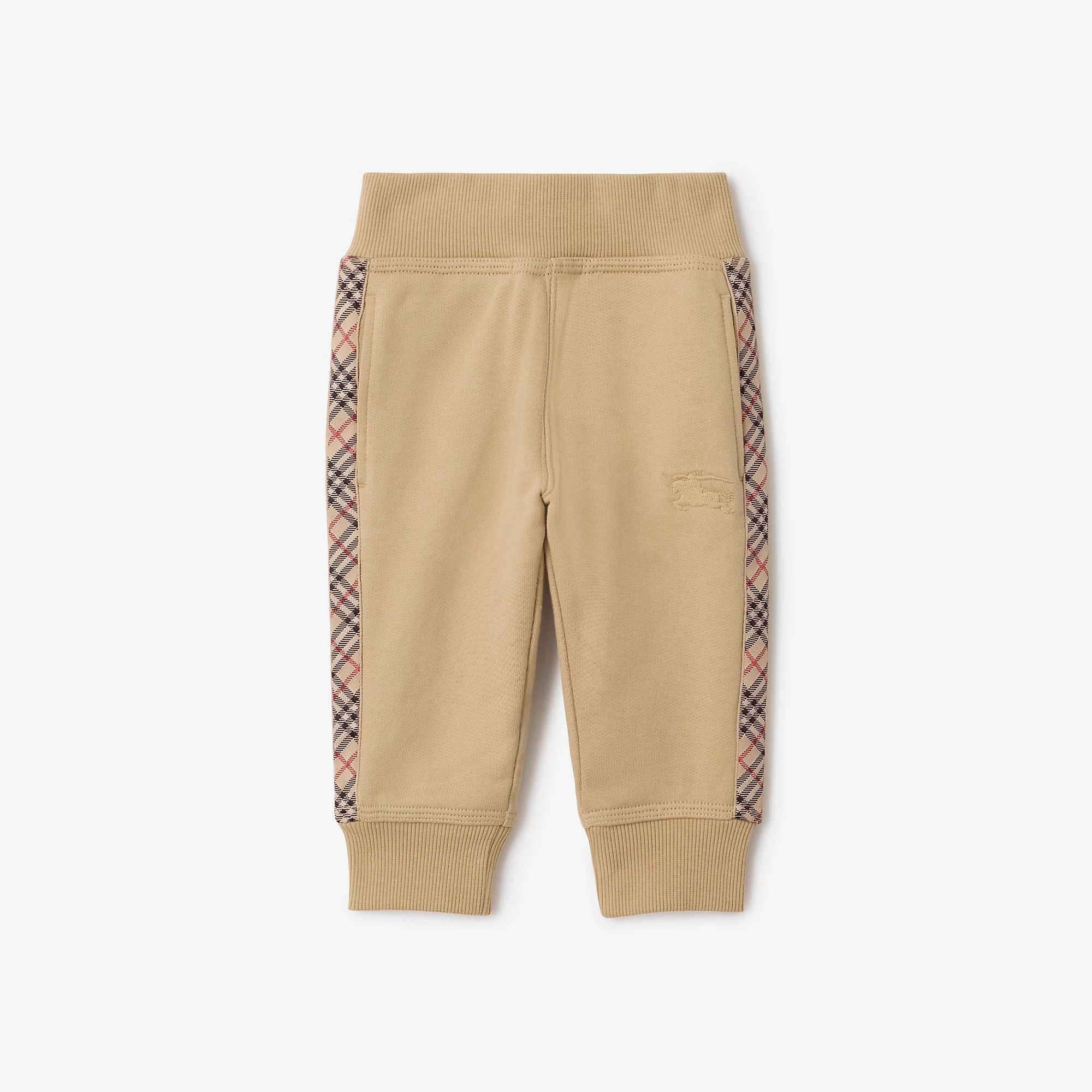 Check Trim Cotton Jogging Pants