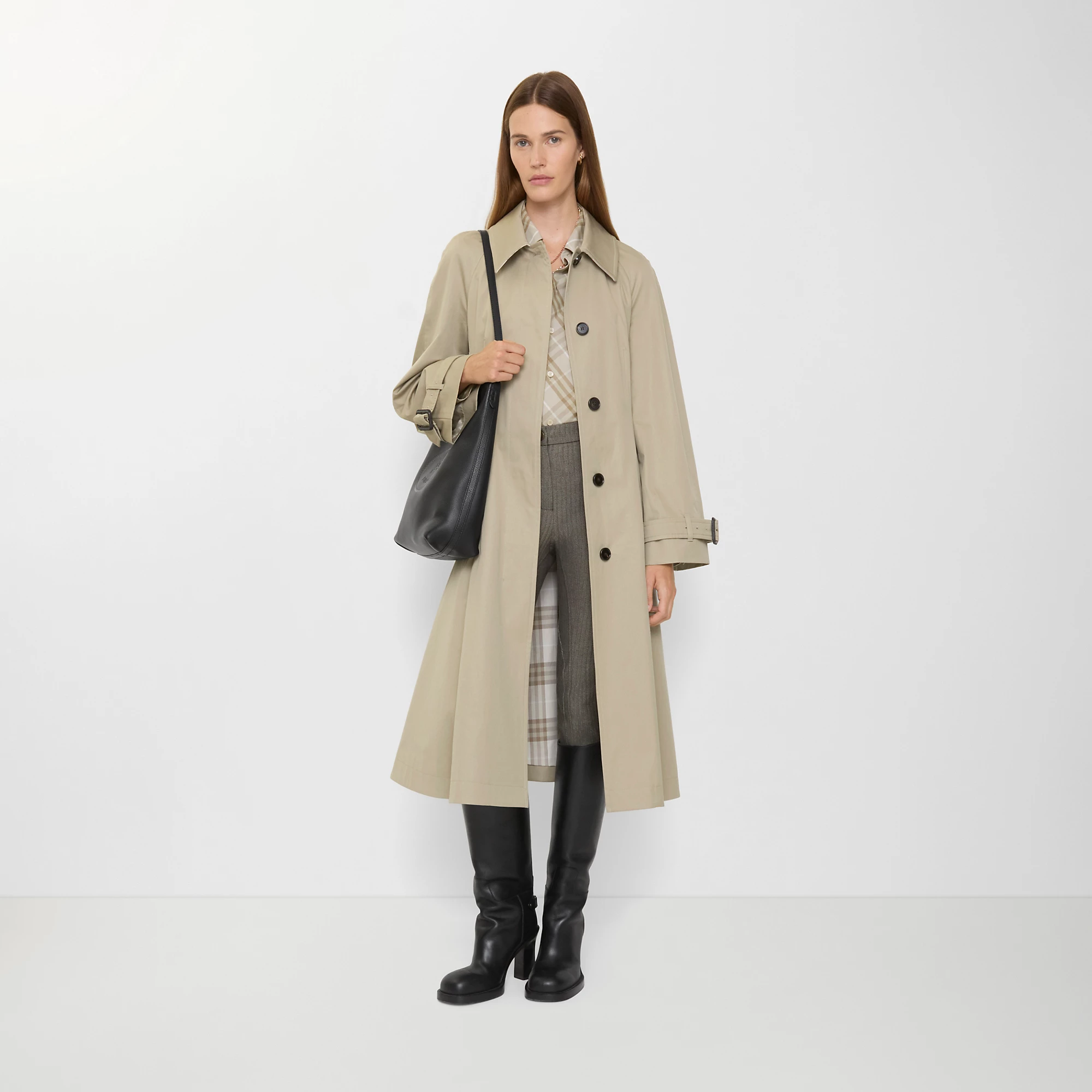 Long Gabardine Ellingham Fit-and-flare Car Coat