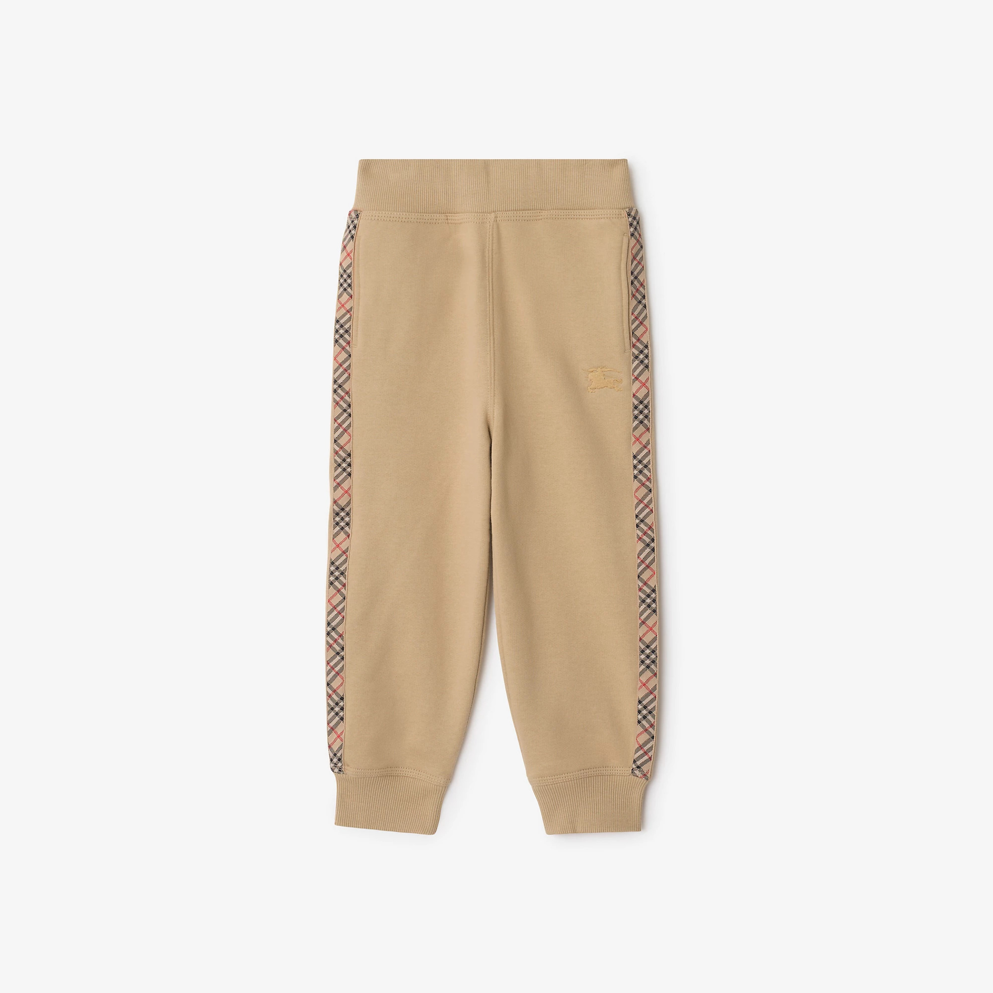 Check Trim Cotton Jogging Pants