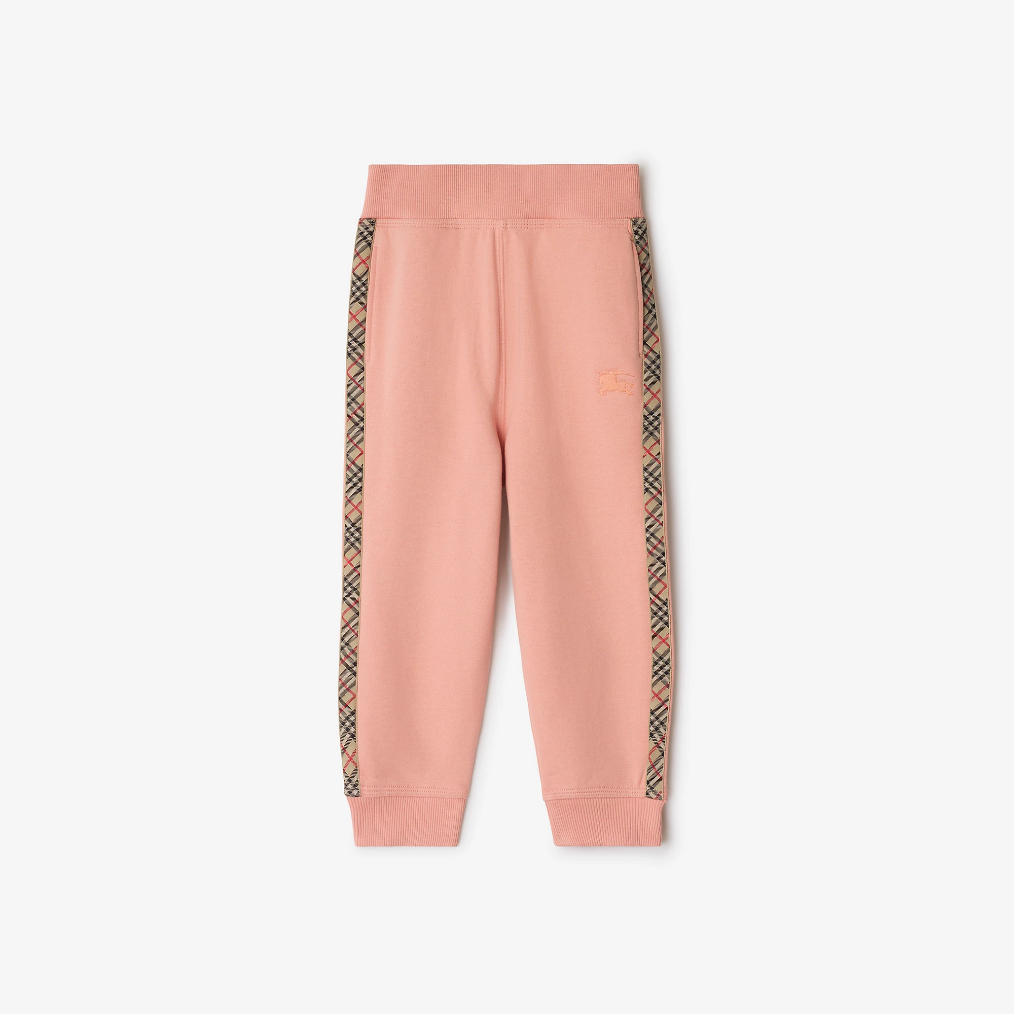 Check Trim Cotton Jogging Pants