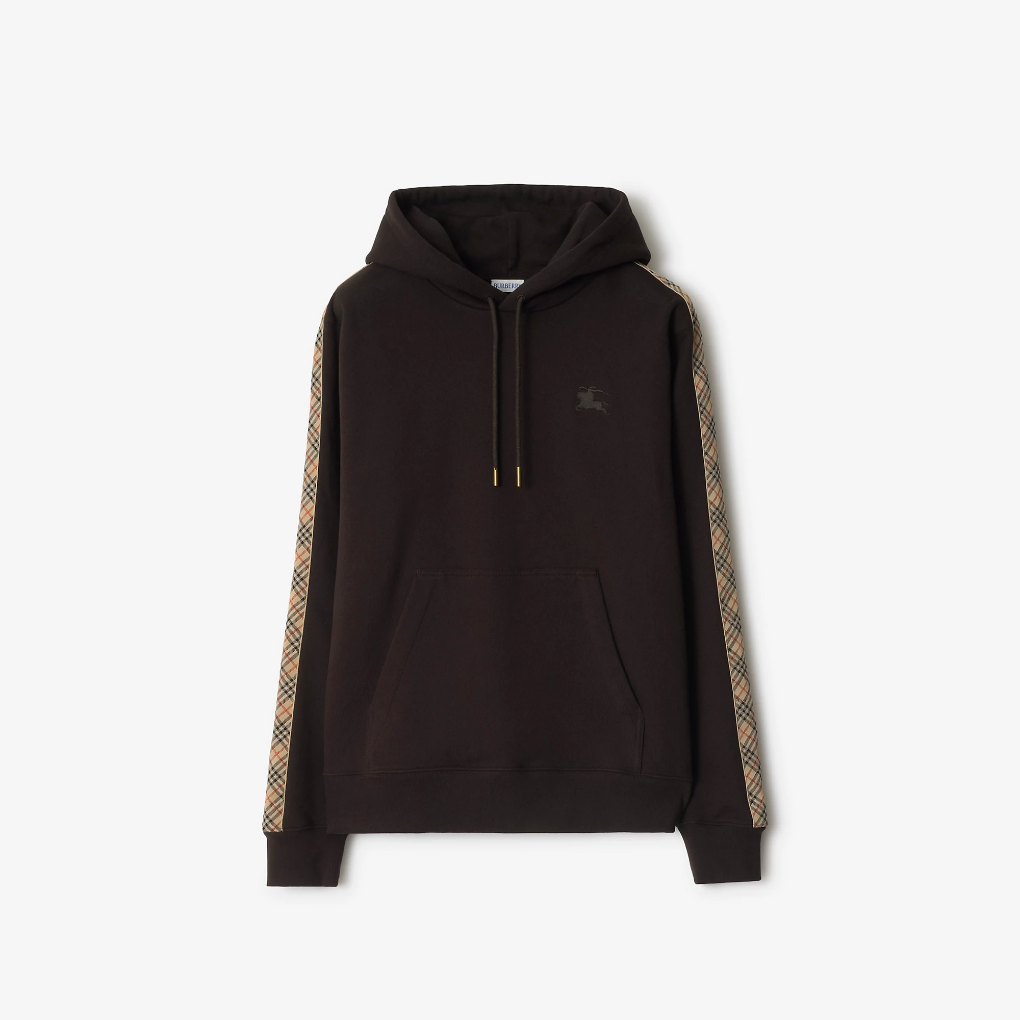 Check Trim Cotton Hoodie