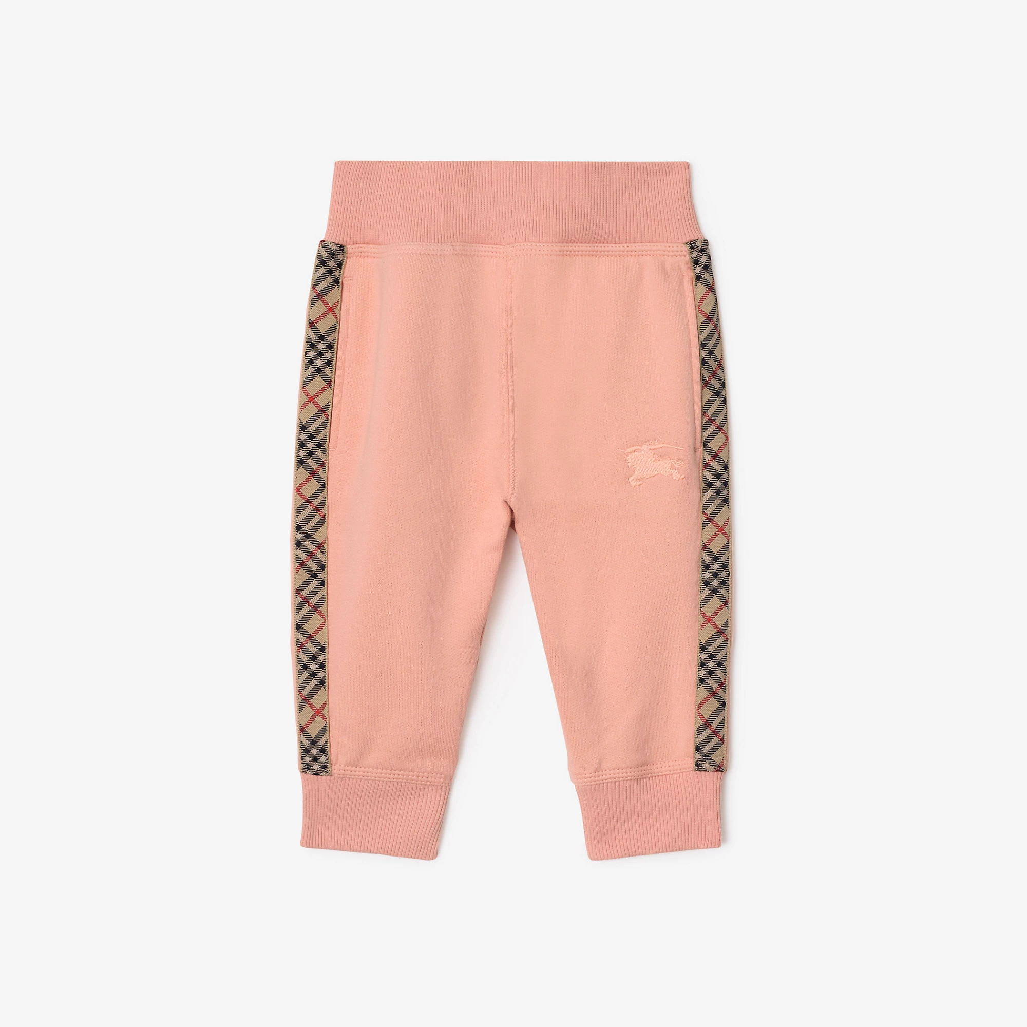 Check Trim Cotton Jogging Pants