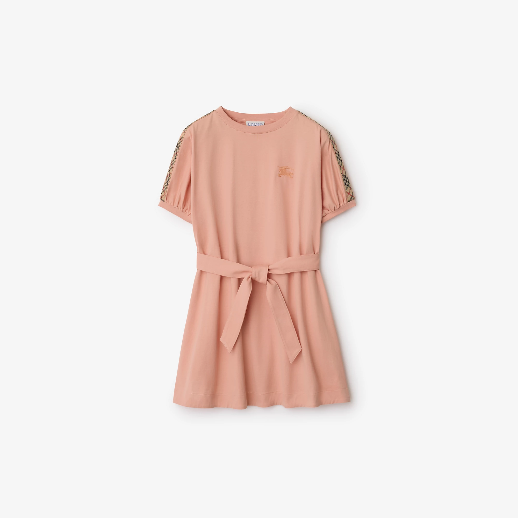 Check Trim Cotton T-shirt Dress