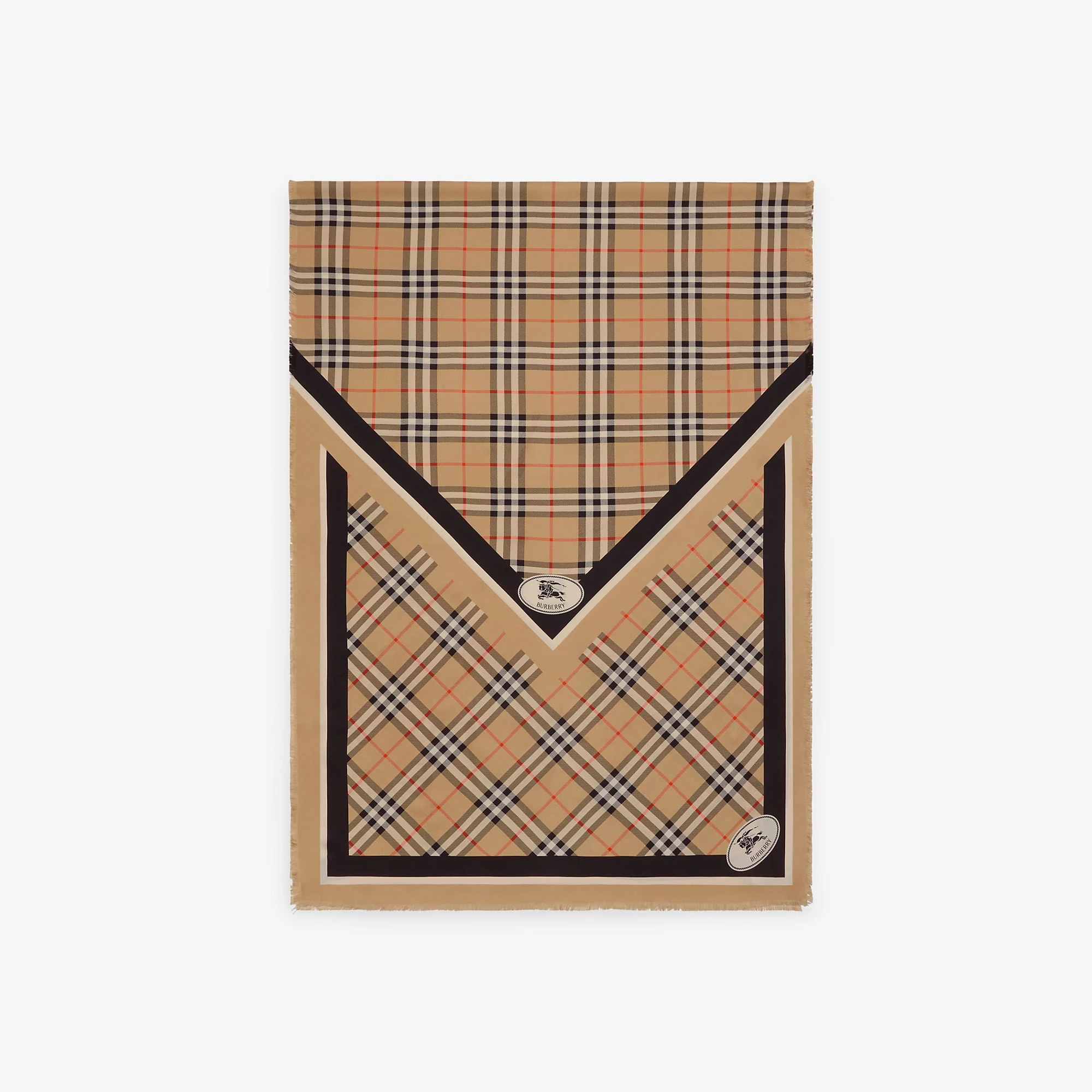 Check Knight Stamp Silk Scarf