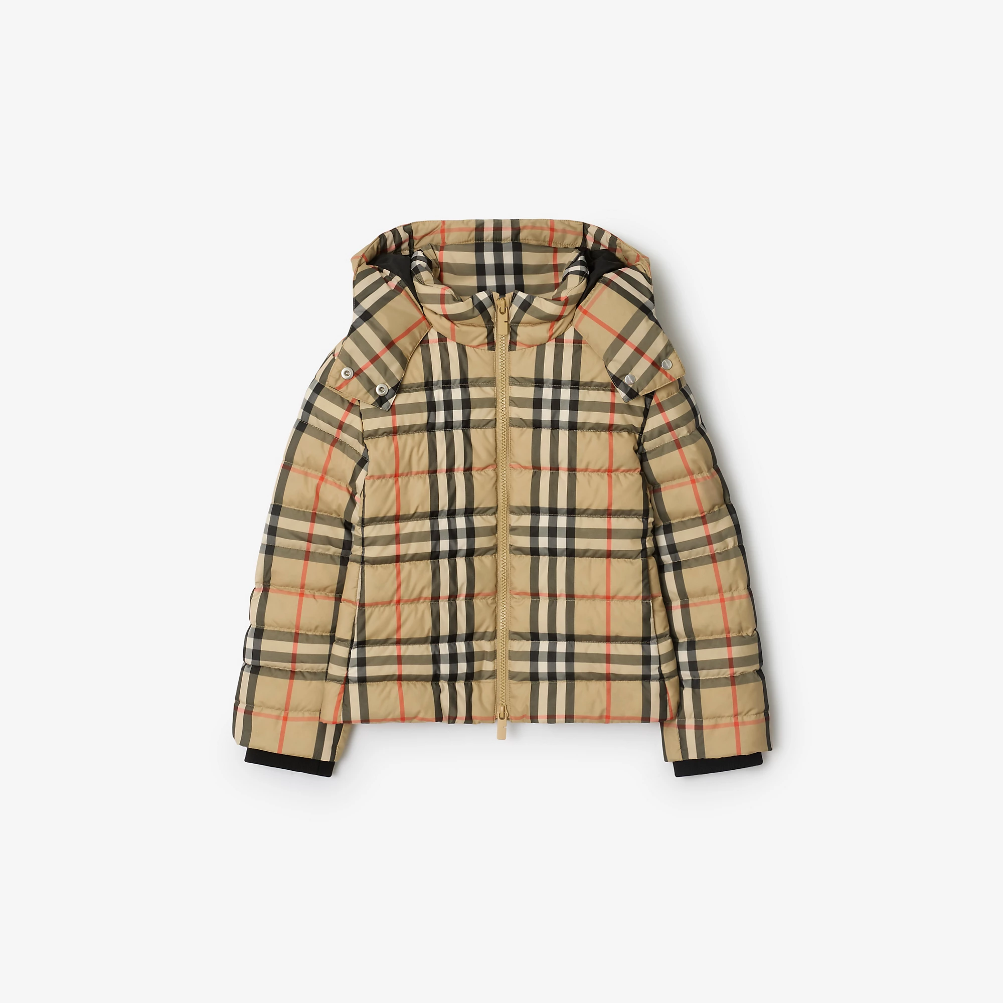 Check Hooded Puffer Jacket