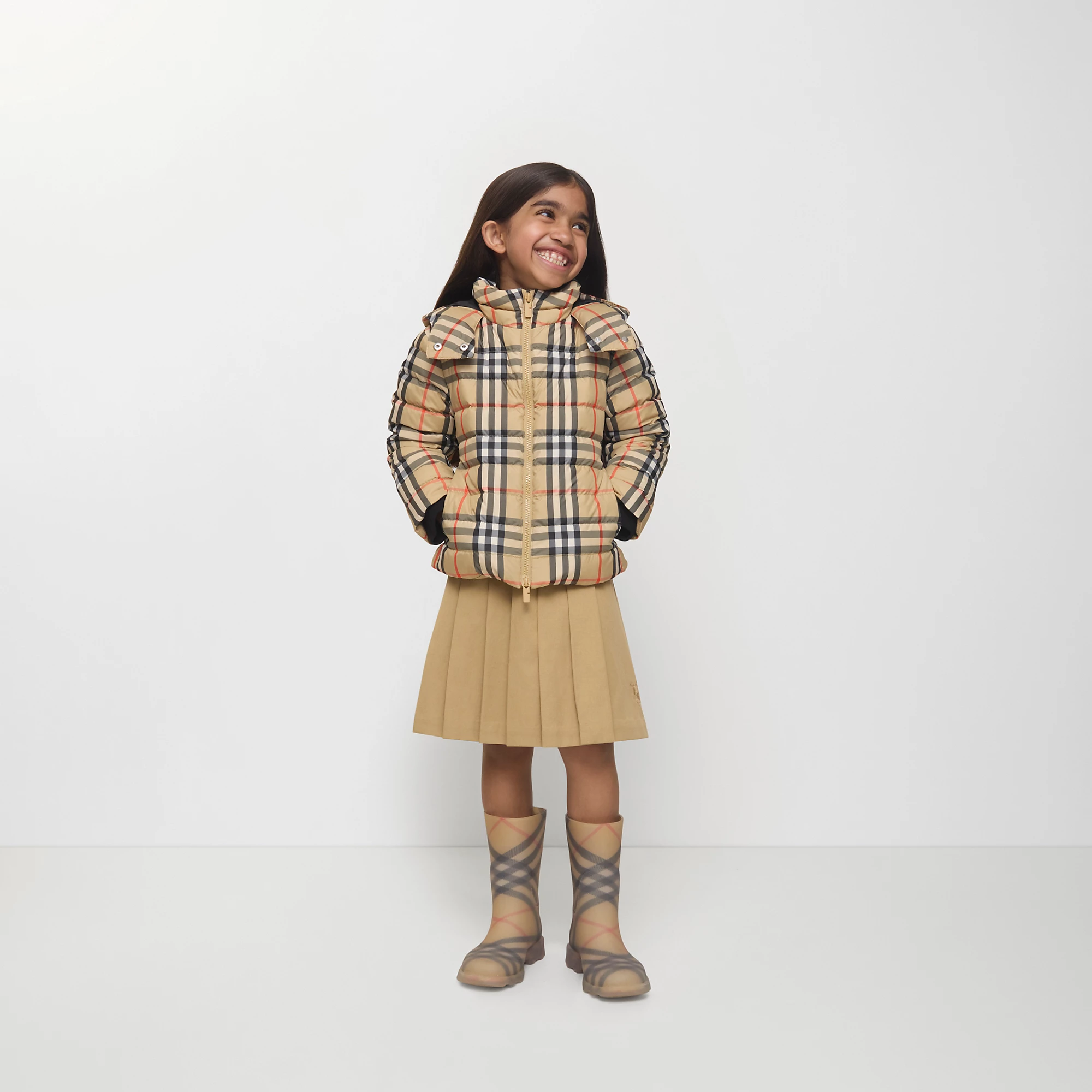 Check Hooded Puffer Jacket
