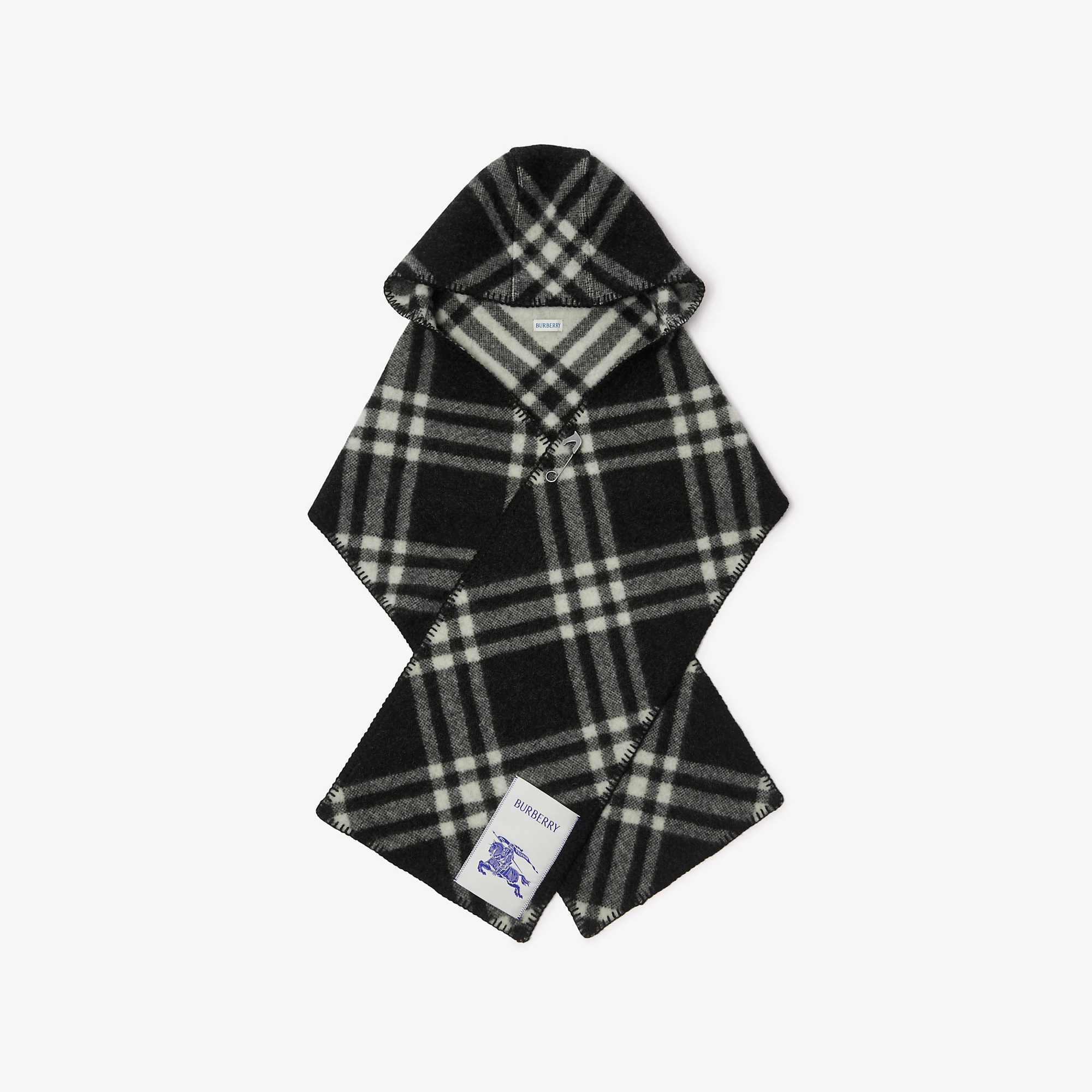 Check Wool Hooded Scarf