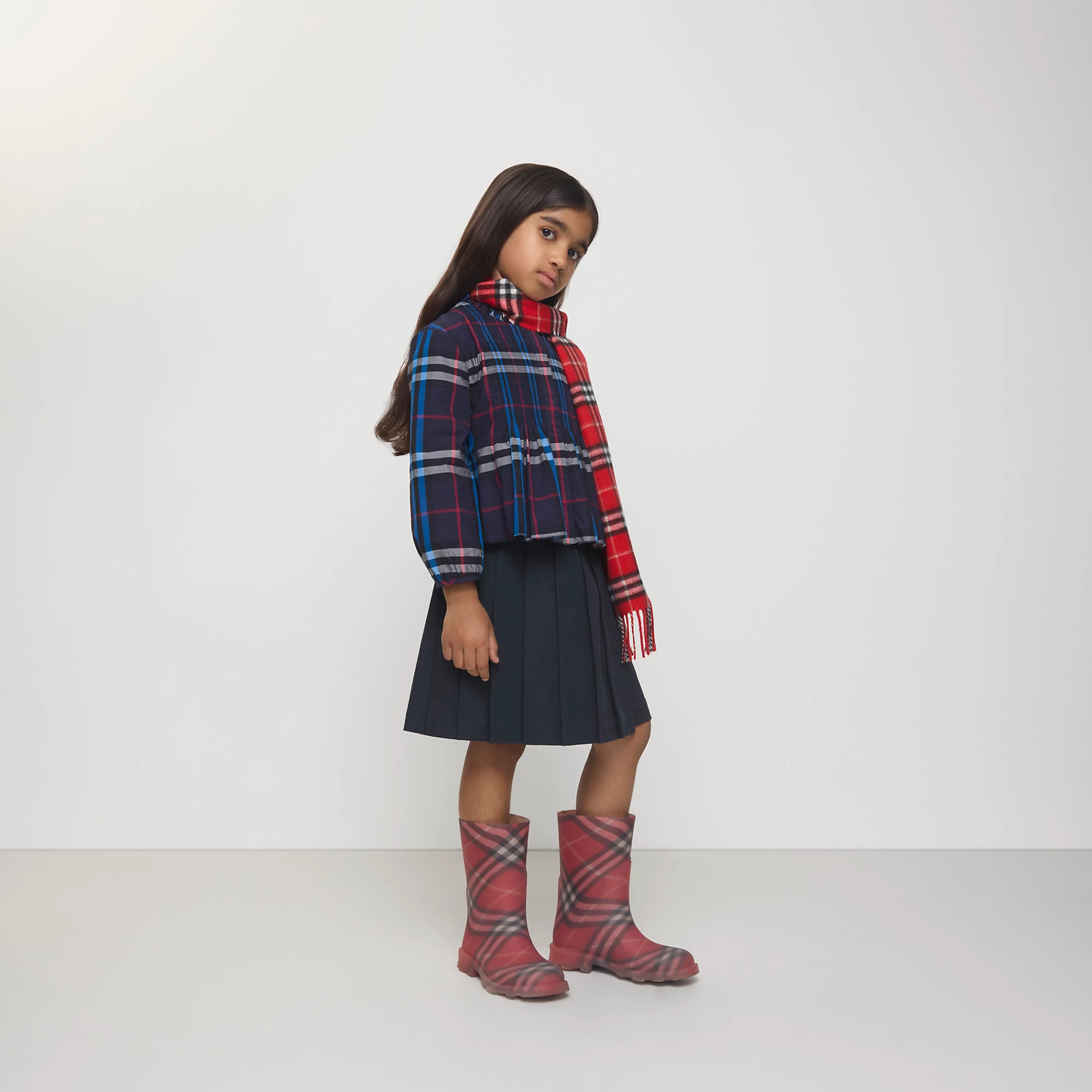 Pleated Cotton Blend Skirt