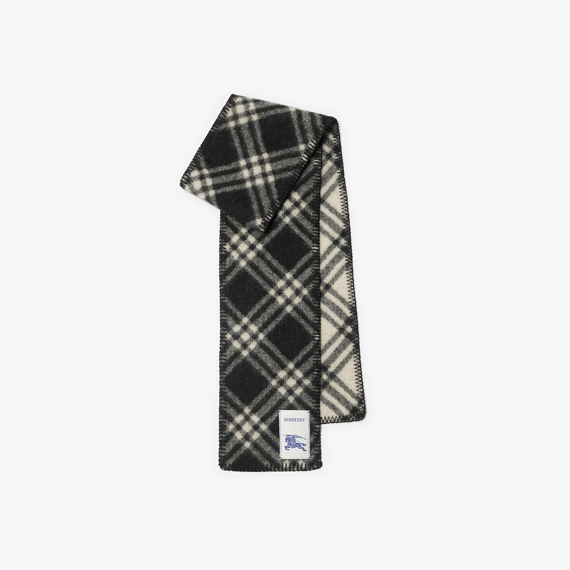 Narrow Check Wool Scarf
