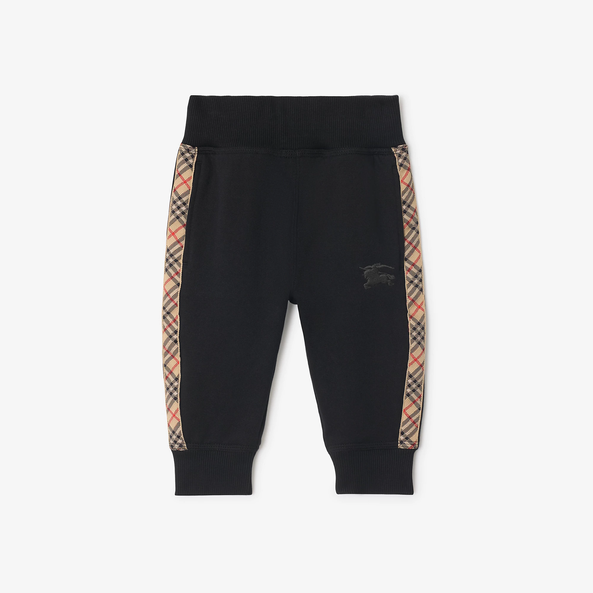Check Trim Cotton Jogging Pants