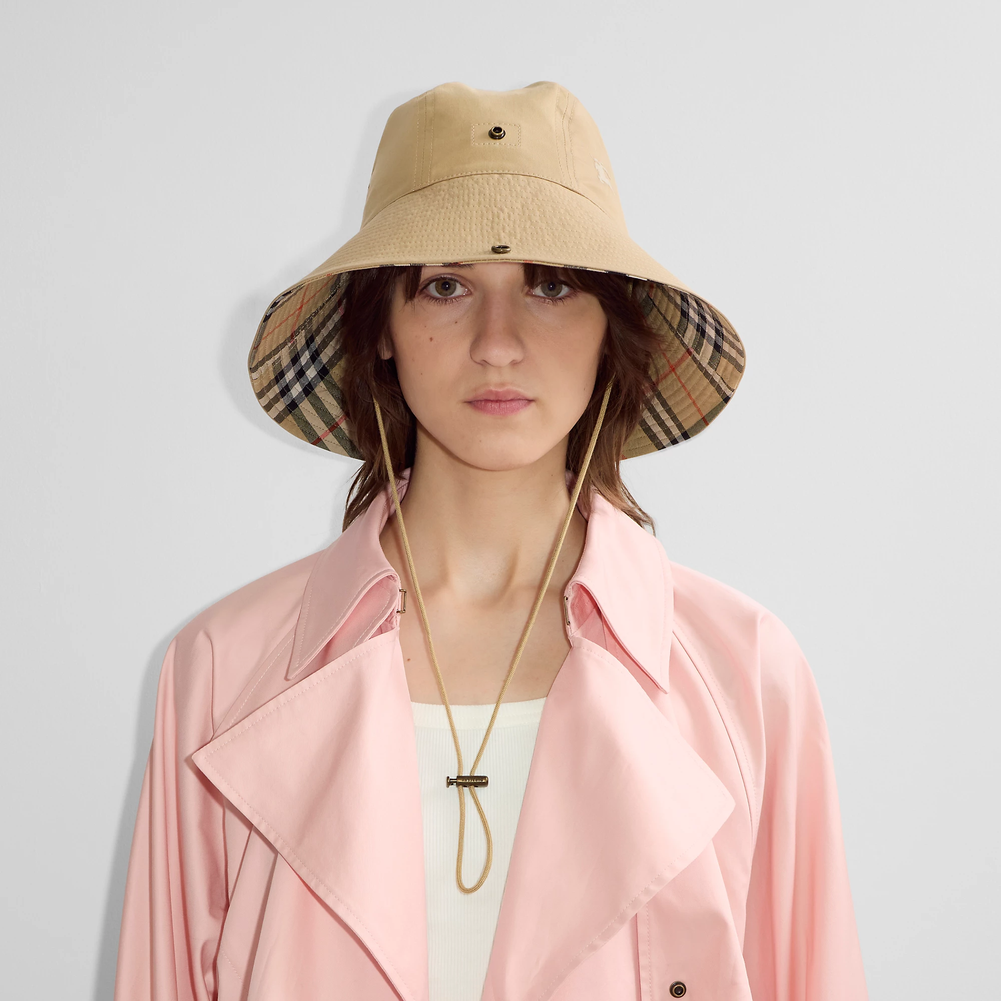 Check Brim Gabardine Hat