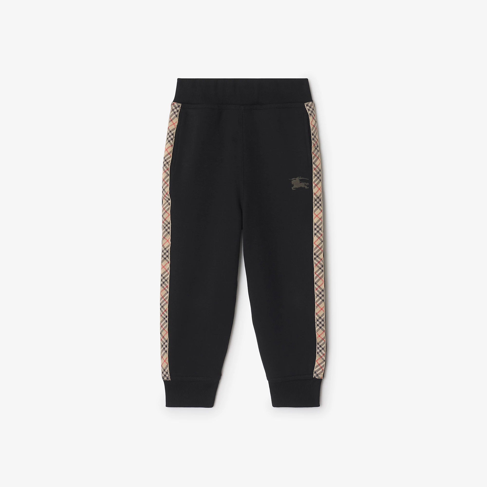 Check Trim Cotton Jogging Pants