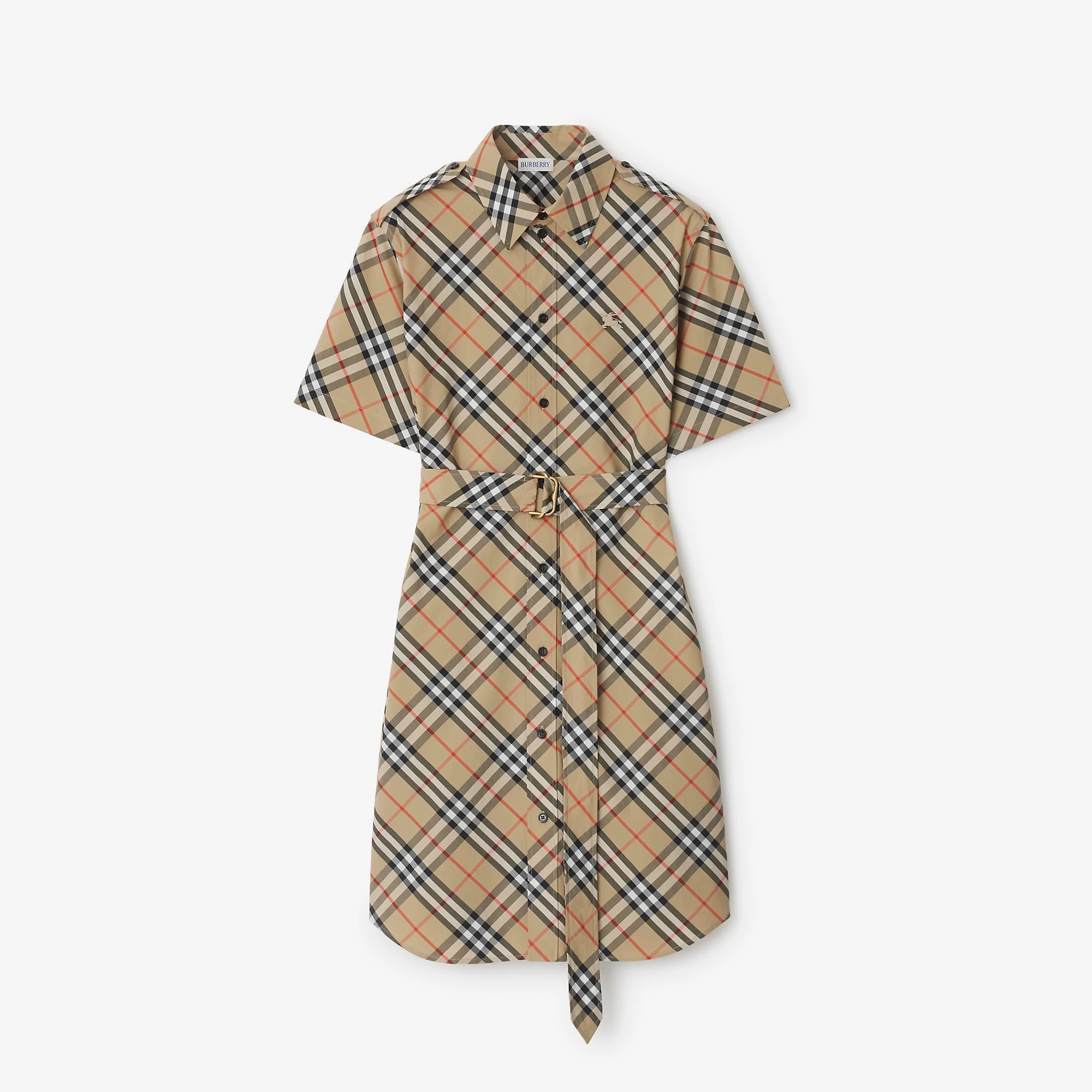 Check Cotton Shirt Dress
