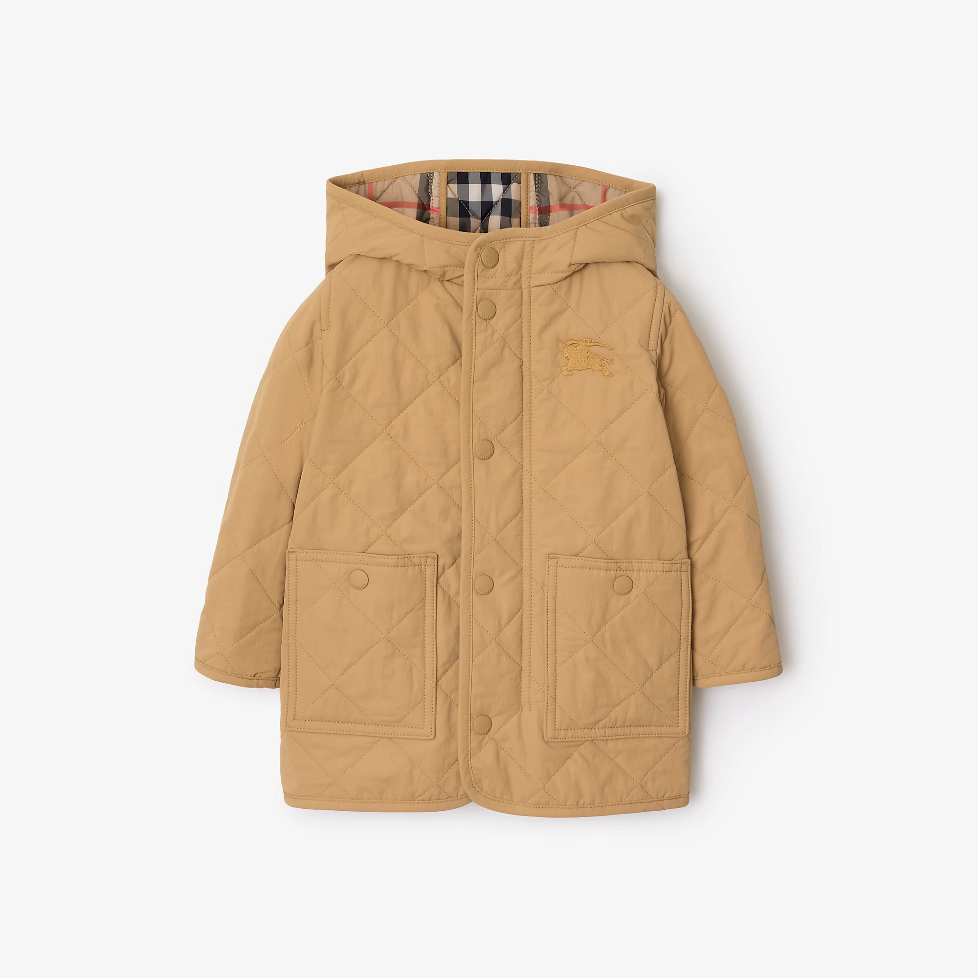 Quilted Nylon Hooded Coat