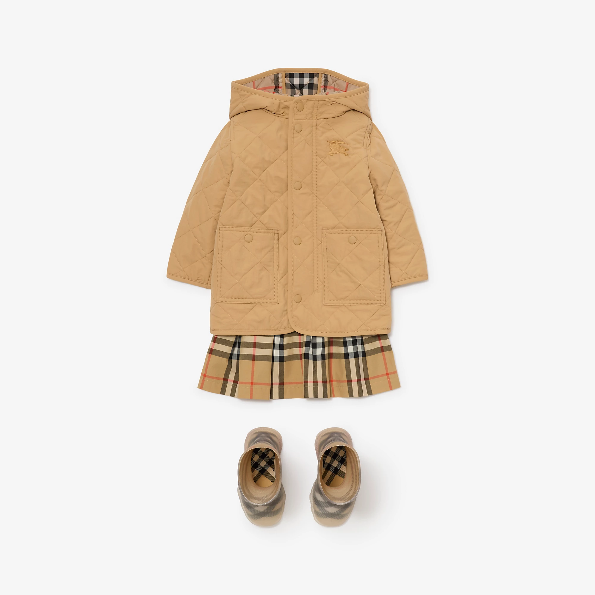 Quilted Nylon Hooded Coat