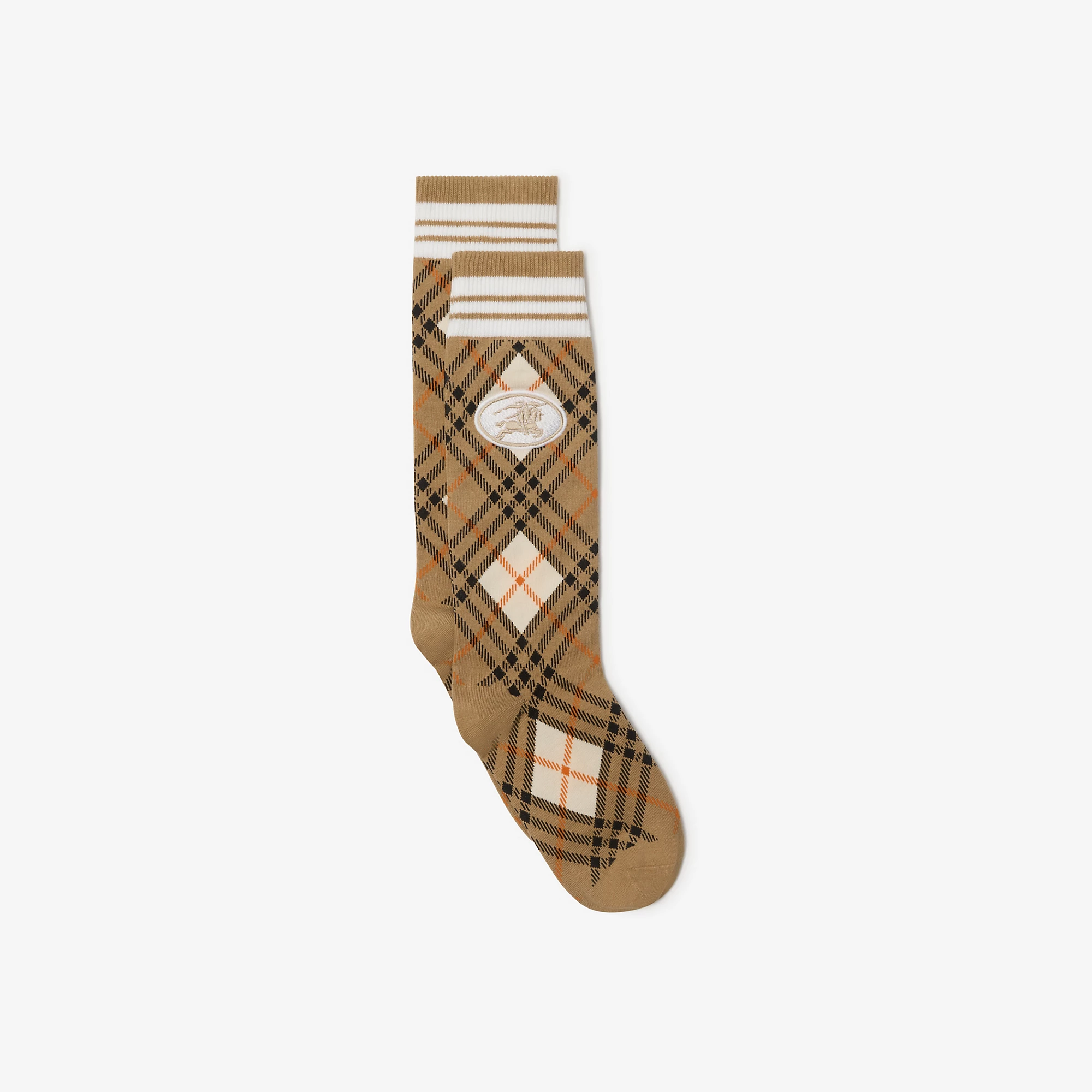 Argyle Check Stretch Cotton Blend Socks