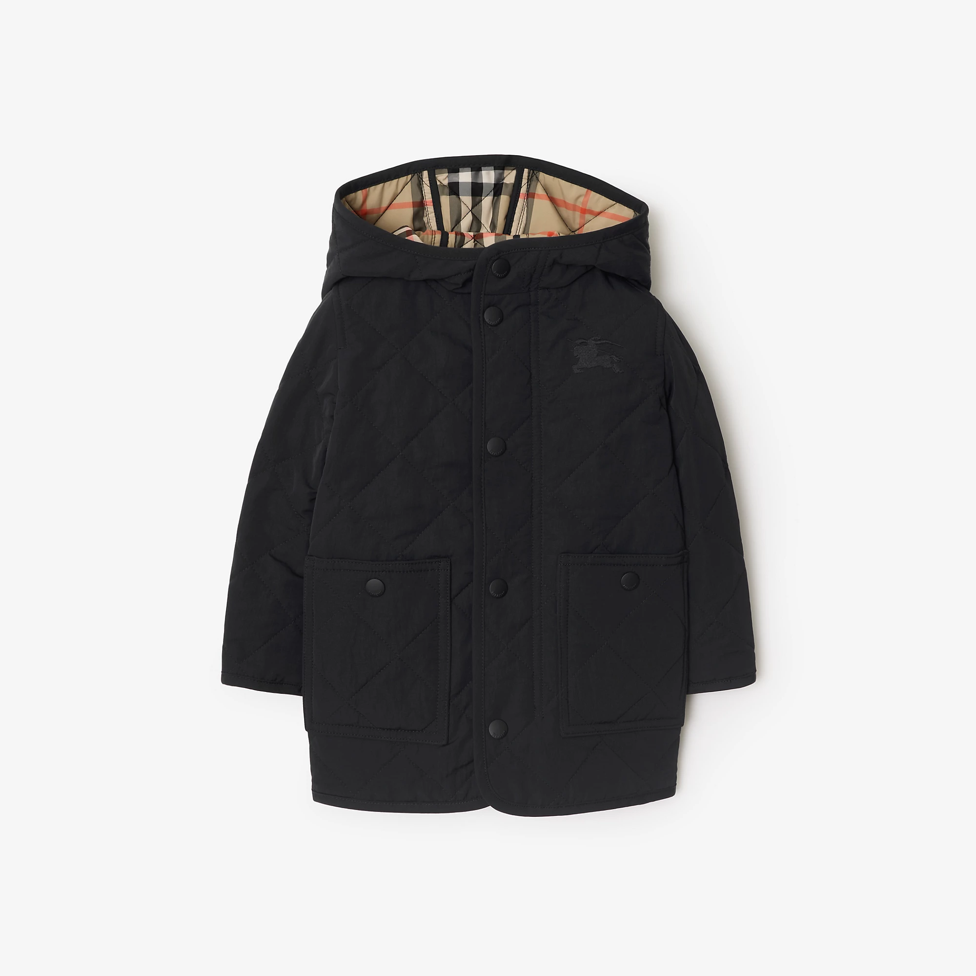 Quilted Nylon Hooded Coat