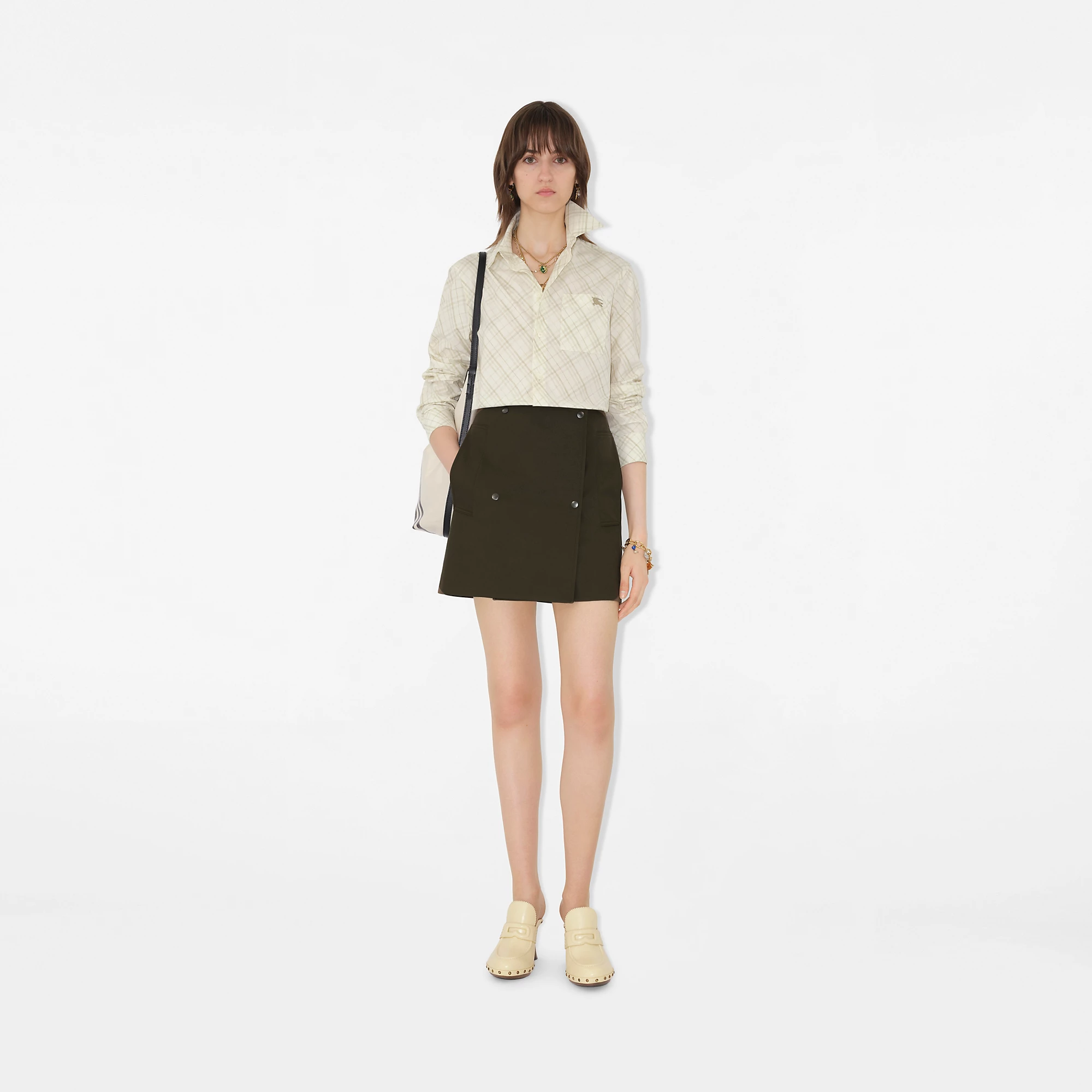 Bonded Gabardine Trench Mini Skirt