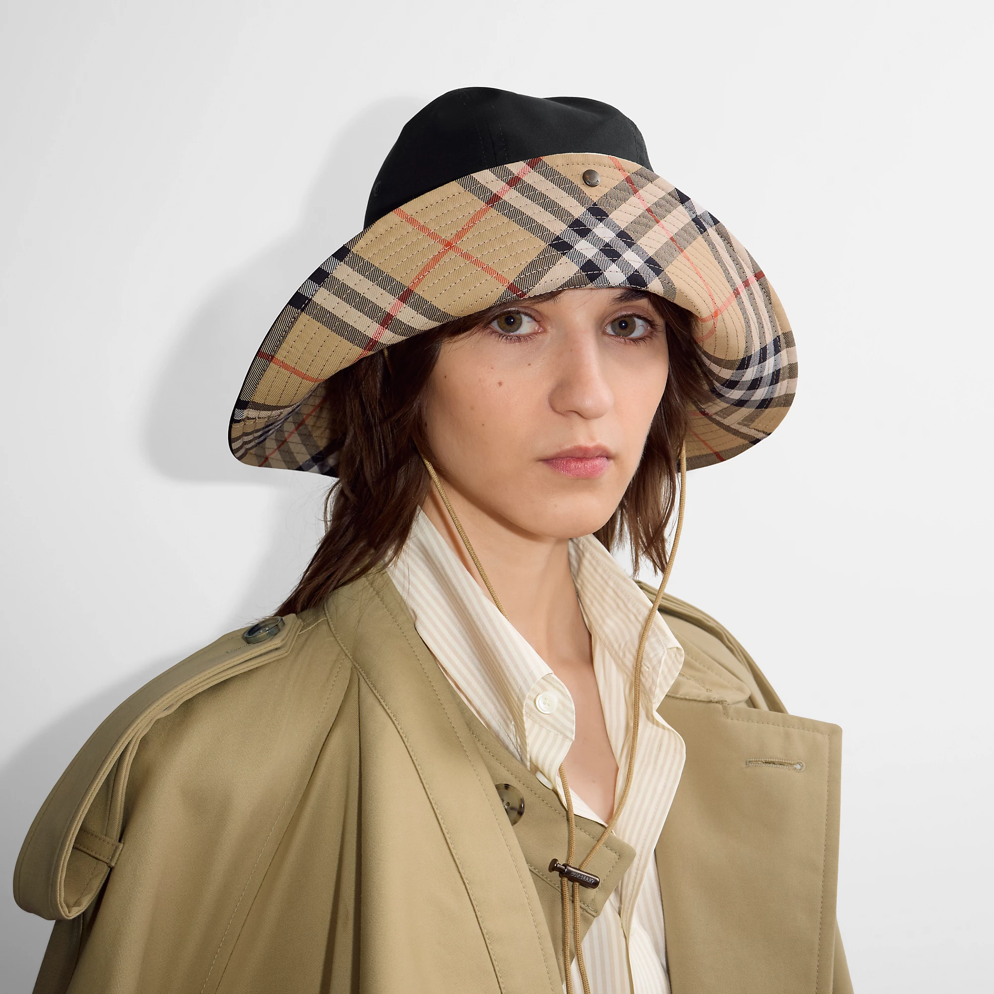 Check Brim Gabardine Hat