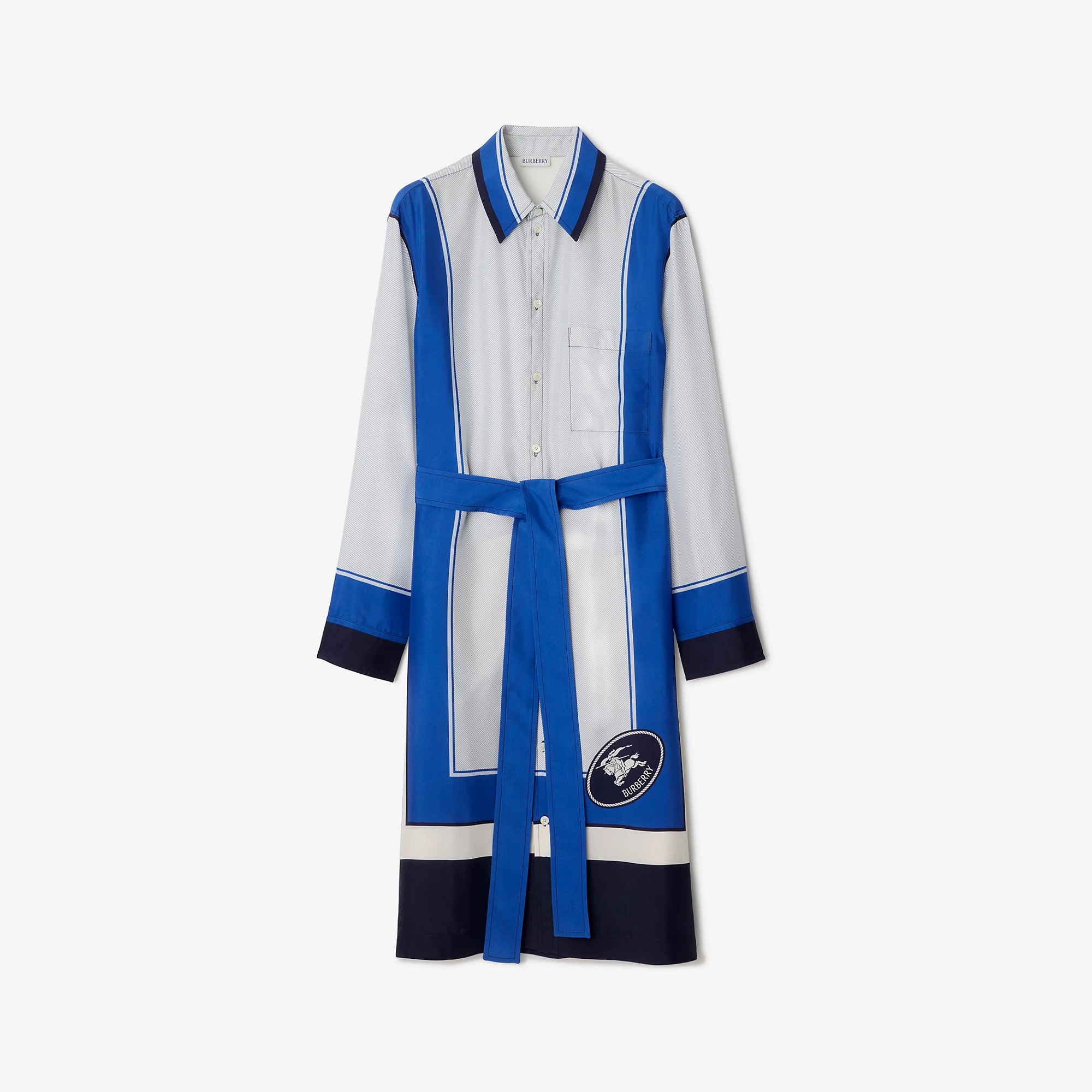 Knight Stamp Box Silk Shirt Dress