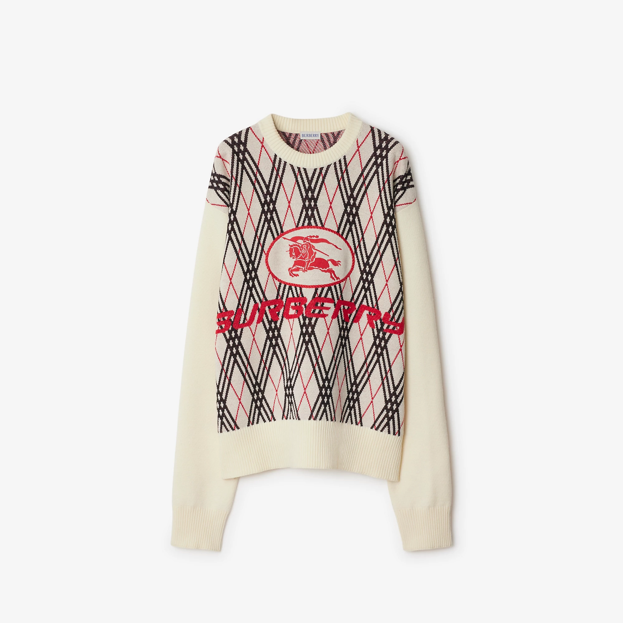 Argyle Check Wool Blend Sweater
