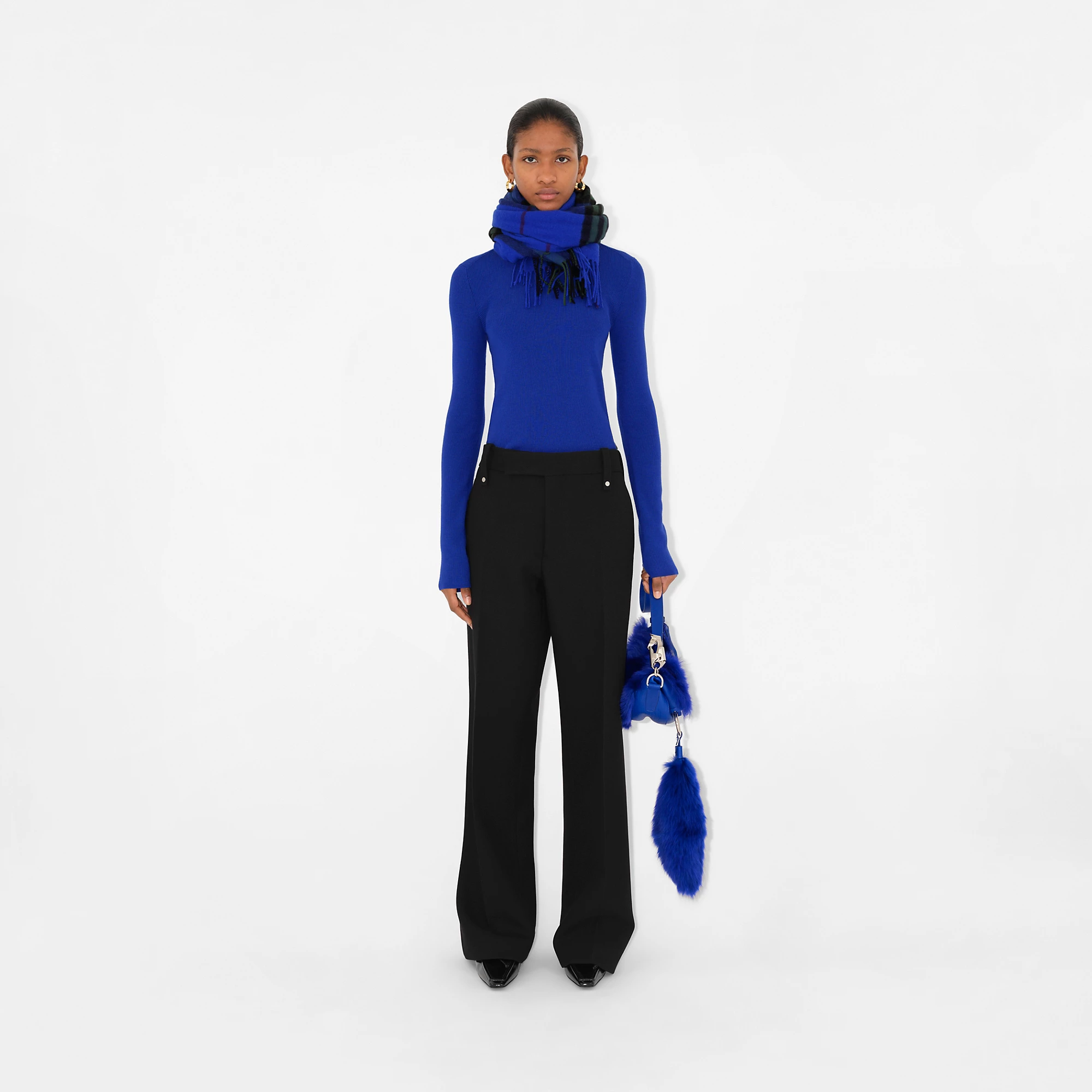 Wide Check Cashmere Scarf