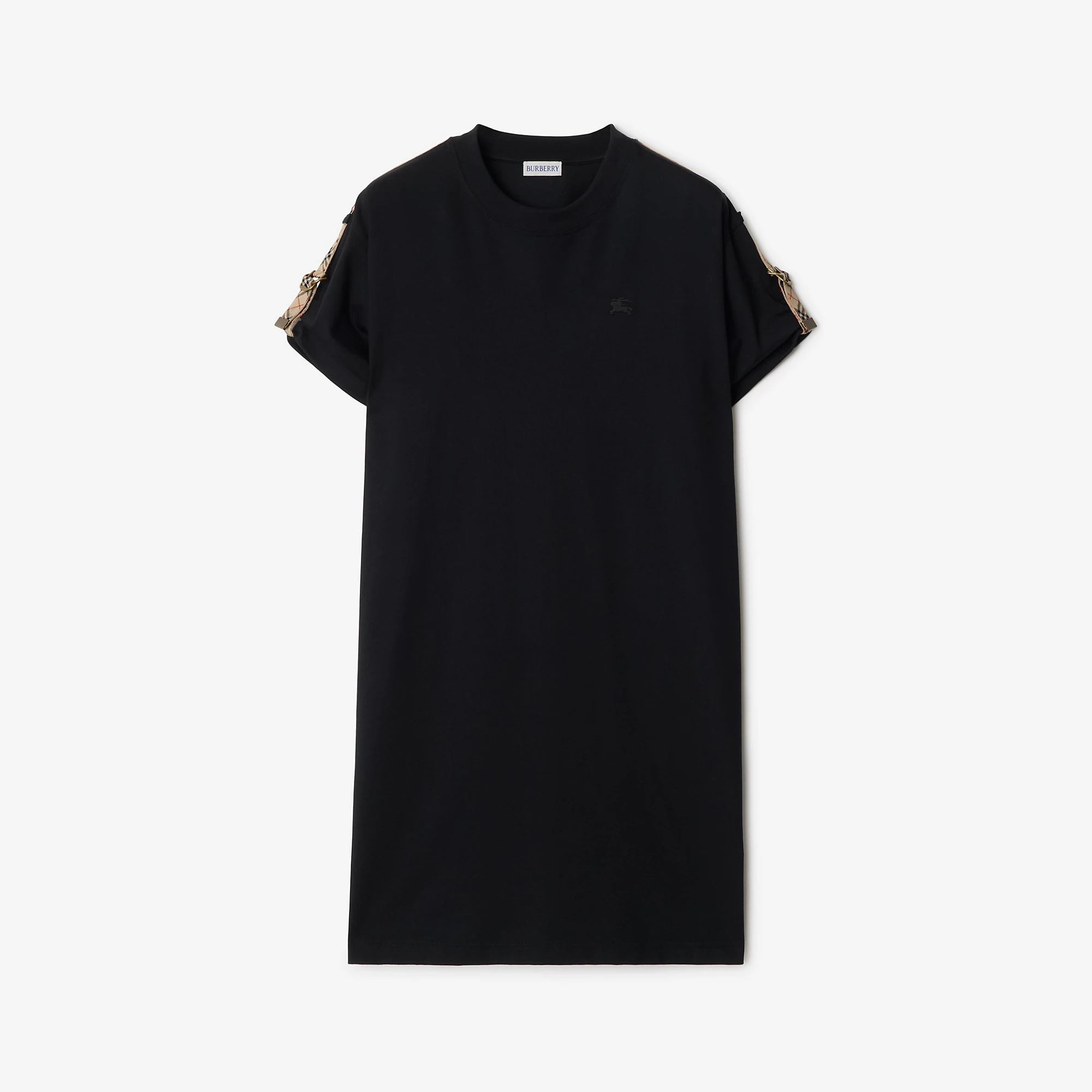 Check Trim Cotton T-shirt Dress