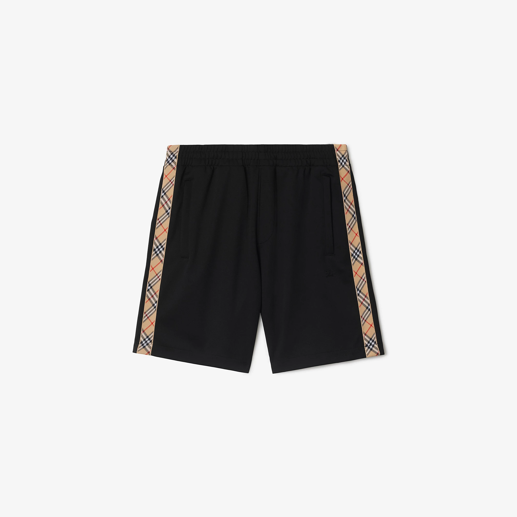 Check Trim Cotton Blend Shorts