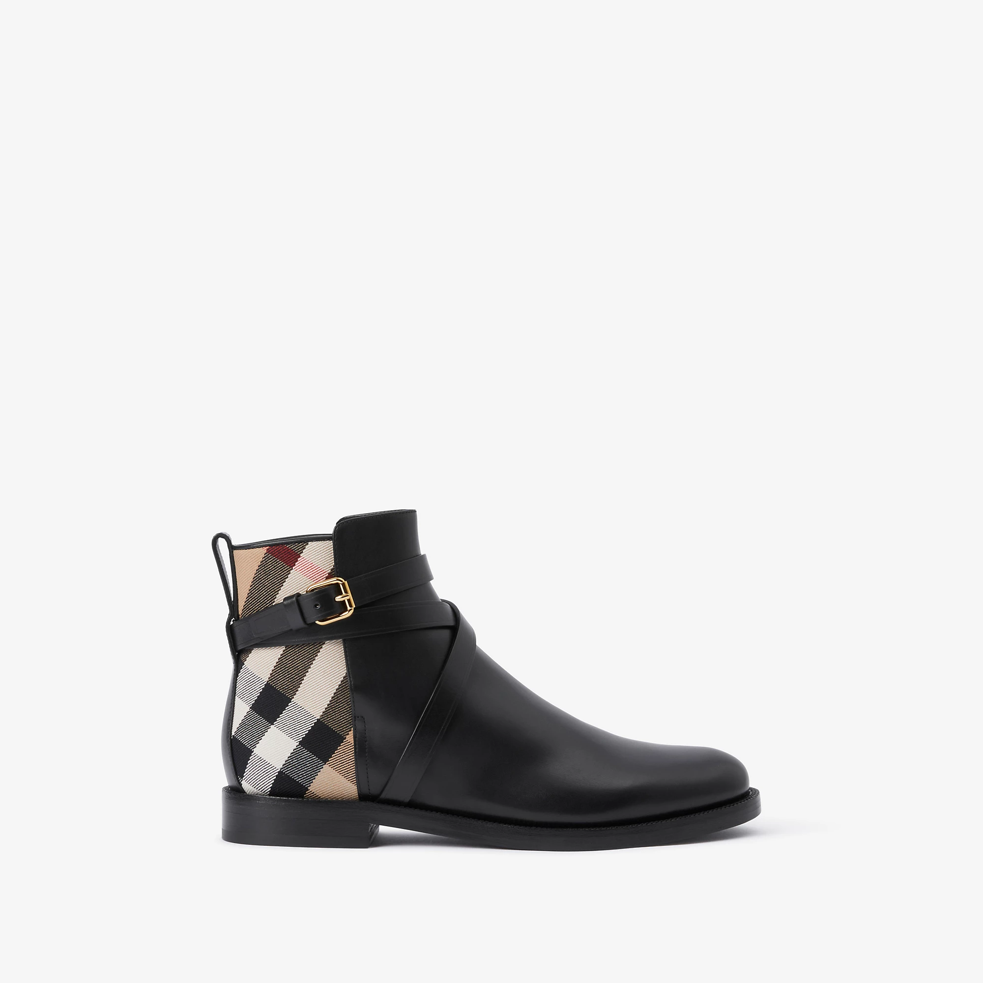 Check and Leather Boots