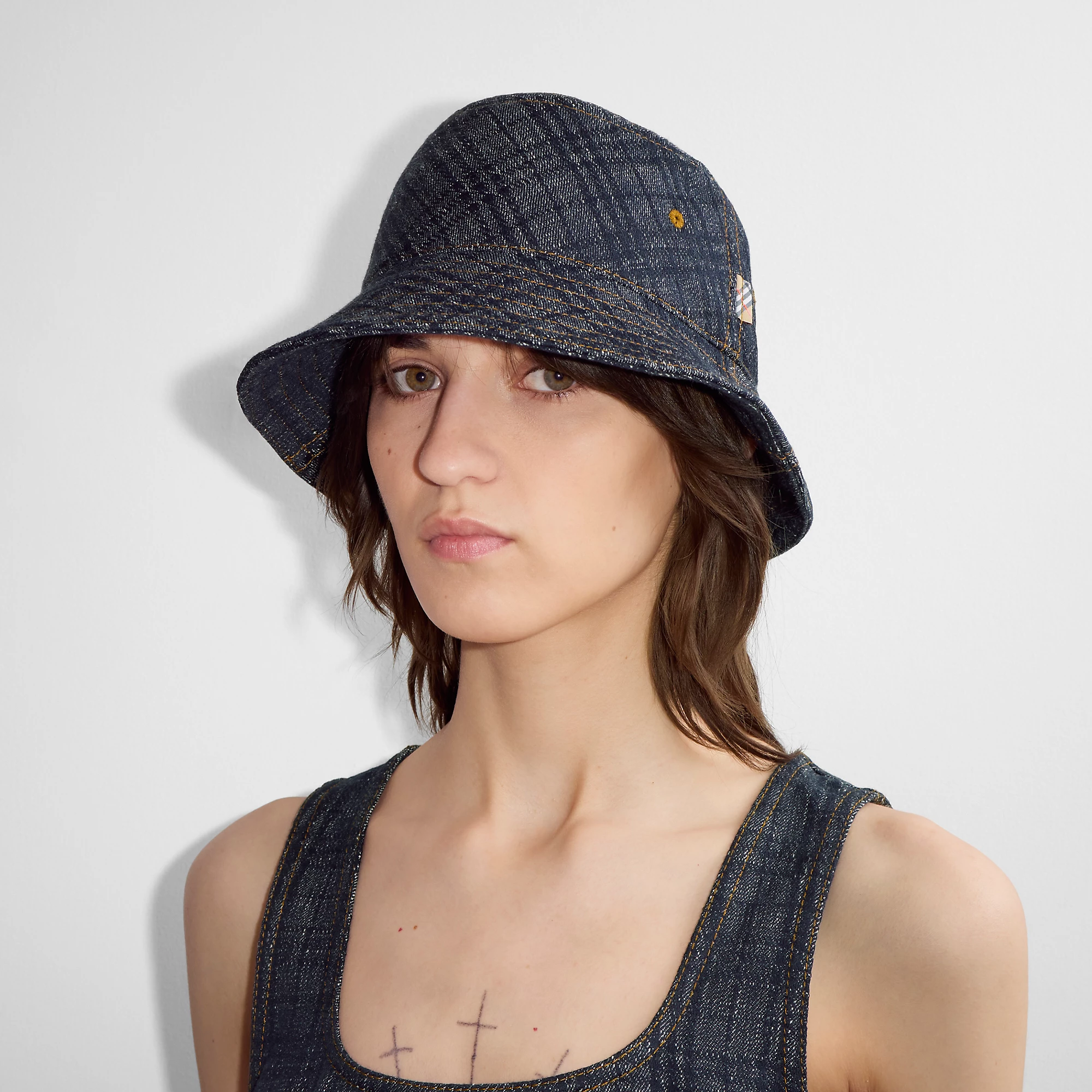 Check Denim Bucket Hat