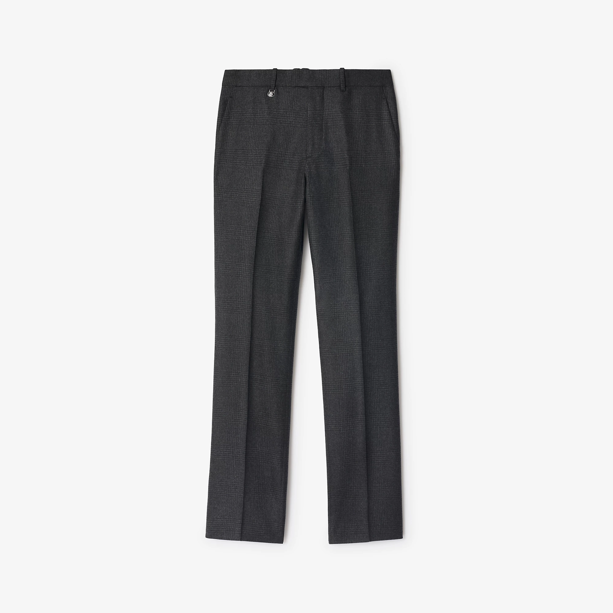 Check Wool Cashmere Tailored Trousers