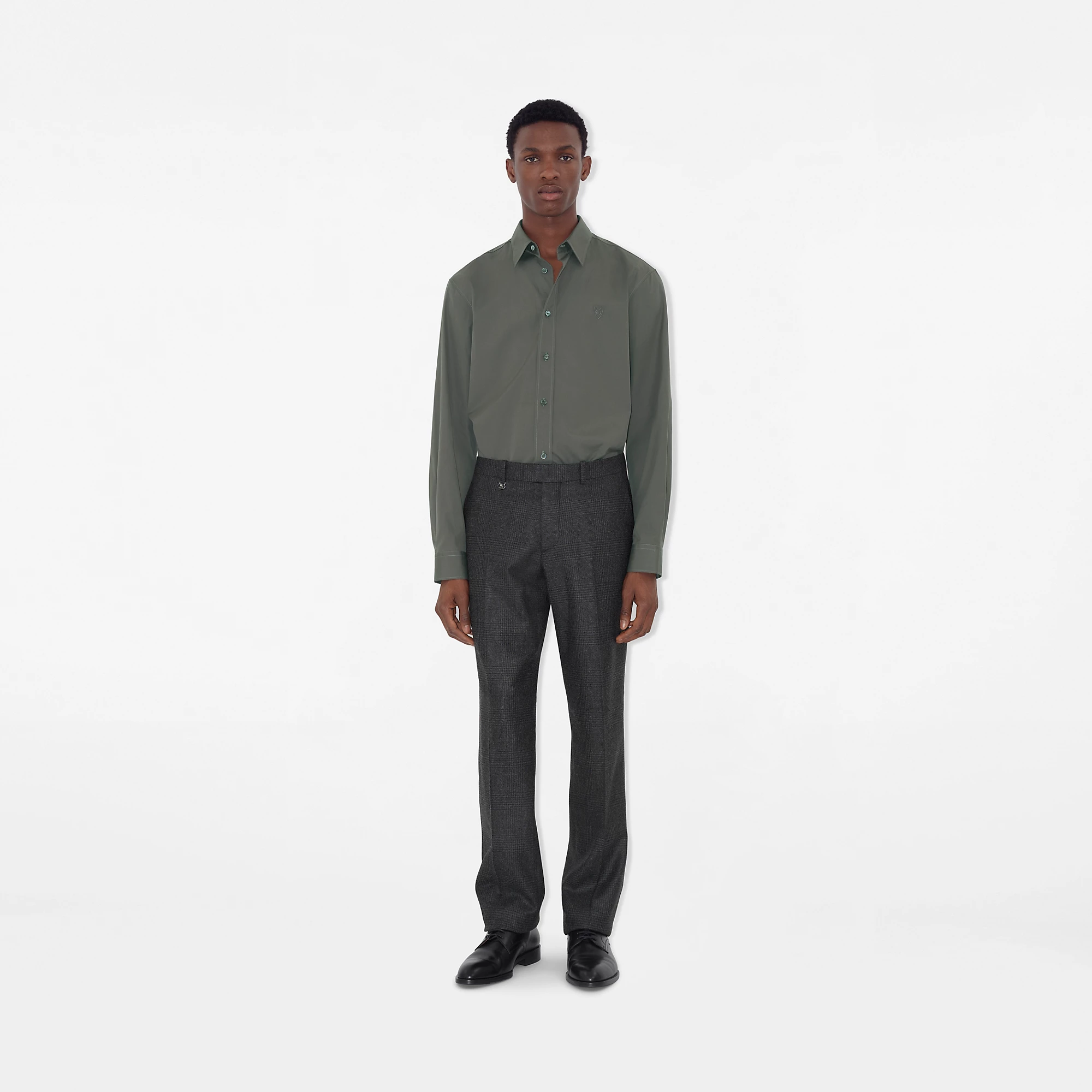 Check Wool Cashmere Tailored Trousers